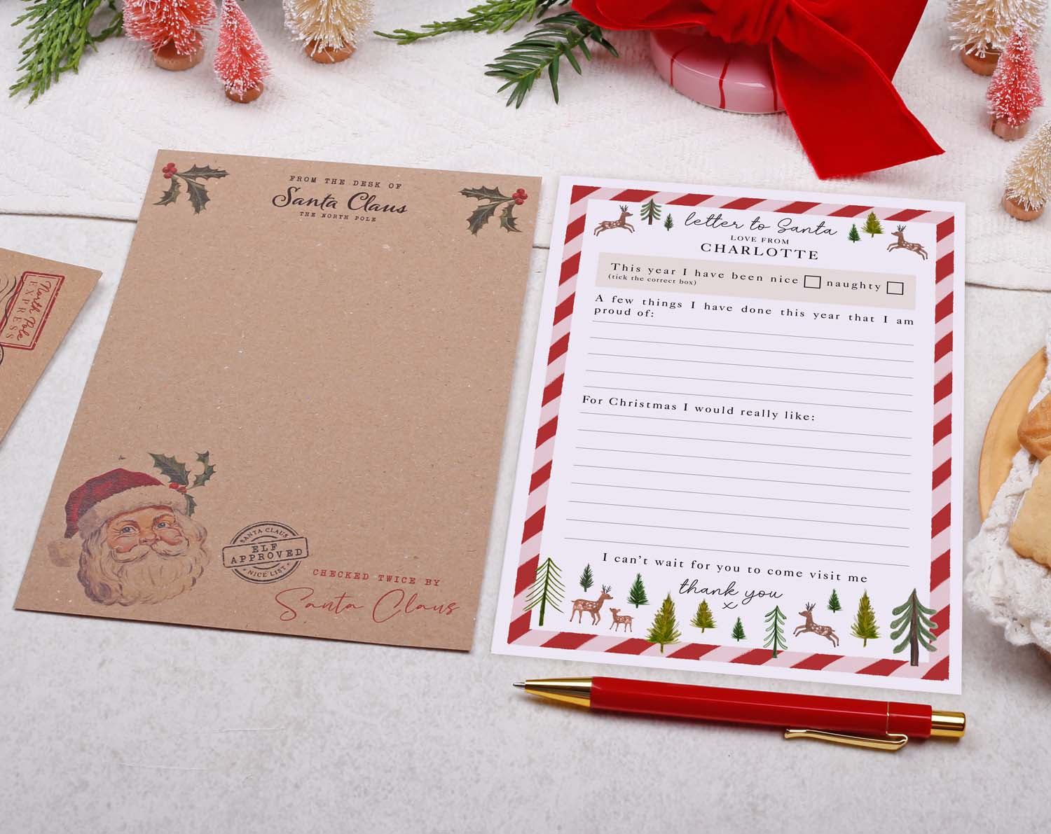 Reindeer Personalised Letter To Santa With Prompts designed by Making Meadows