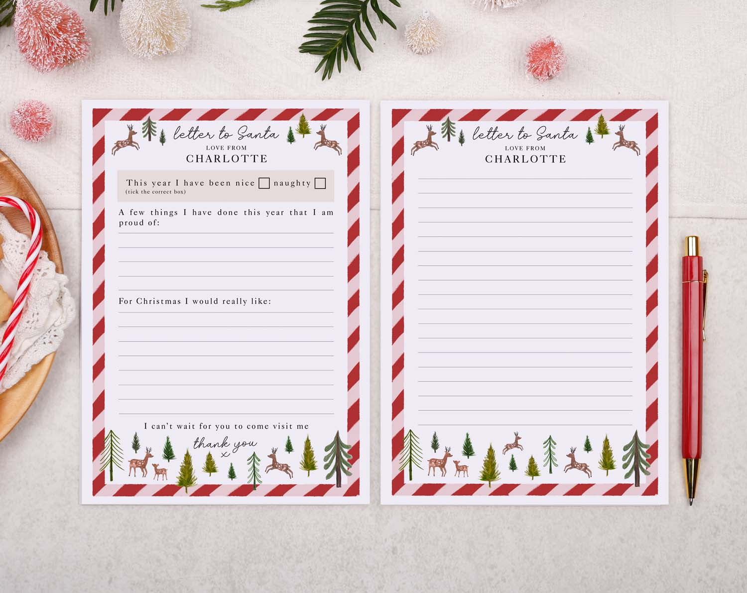 Reindeer Personalised Letter To Santa With Prompts designed by Making Meadows