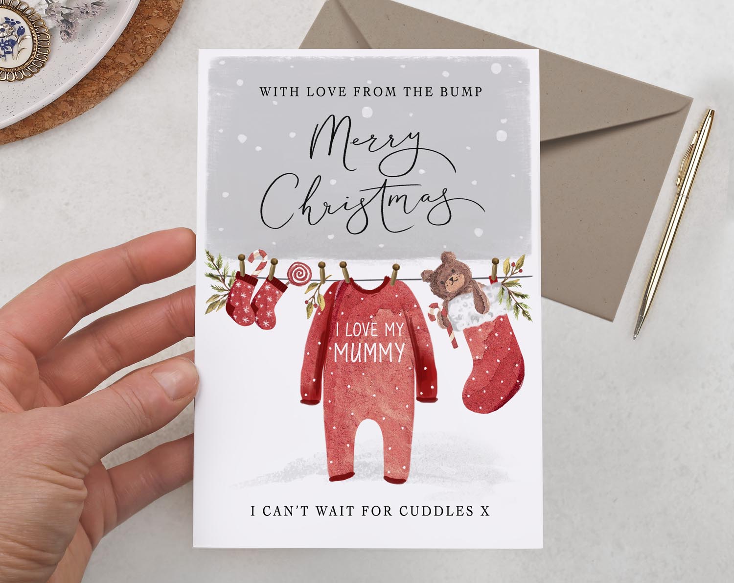 Love From The Bump Mummy Christmas Card. Greeting & Note Cards designed by Making Meadows