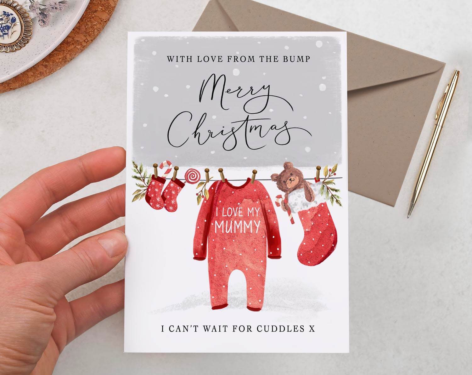 Love From The Bump Mummy Christmas Card. Greeting & Note Cards designed by Making Meadows