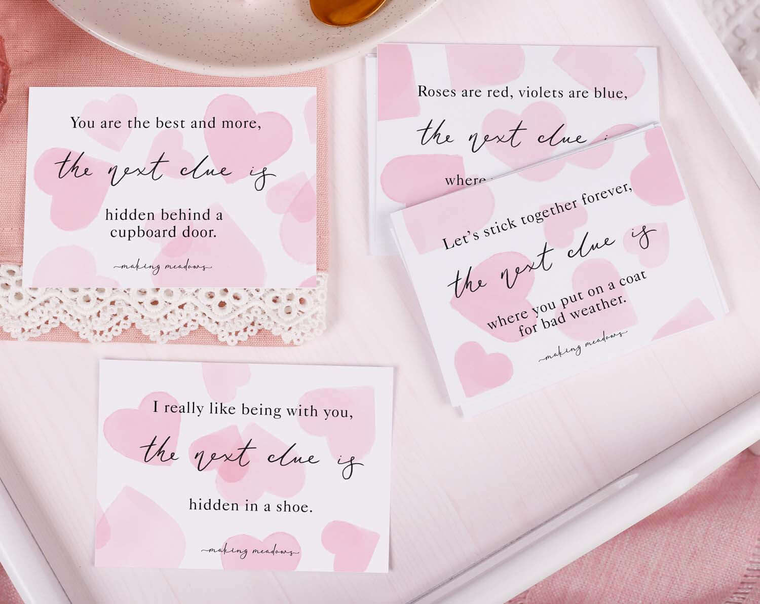 Love You Scavenger Hunt Kit. Stationery designed by Making Meadows