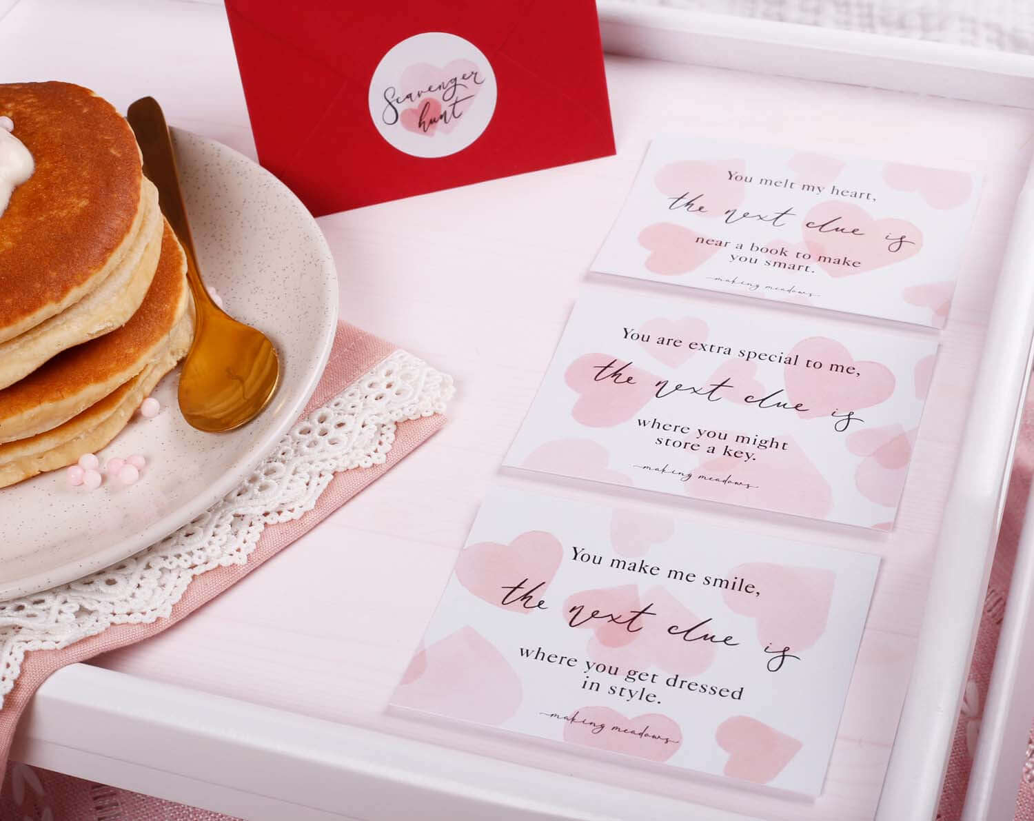 Love You Scavenger Hunt Kit. Stationery designed by Making Meadows