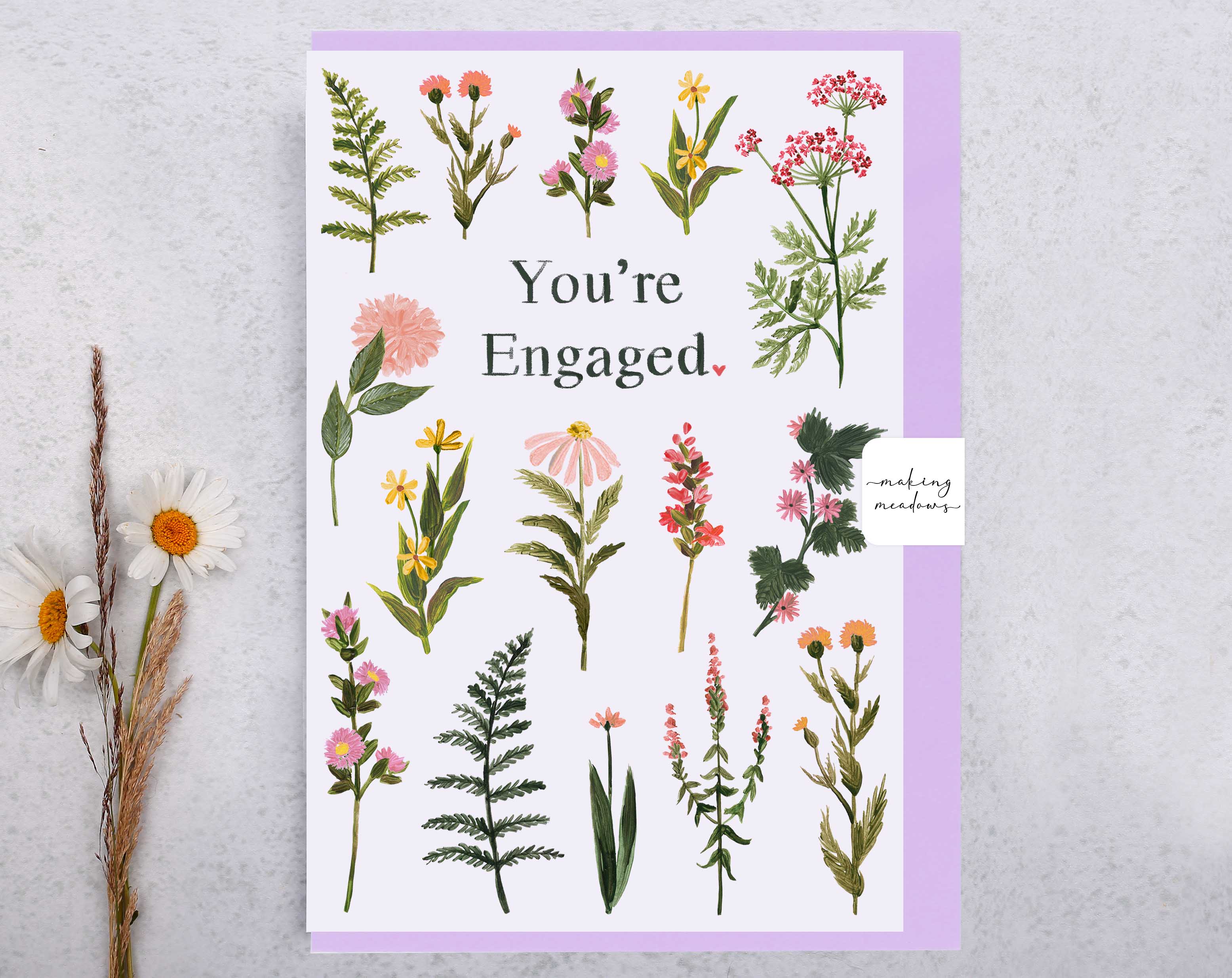 Meadow Flowers Your Engaged Card. Greeting & Note Cards designed by Making Meadows