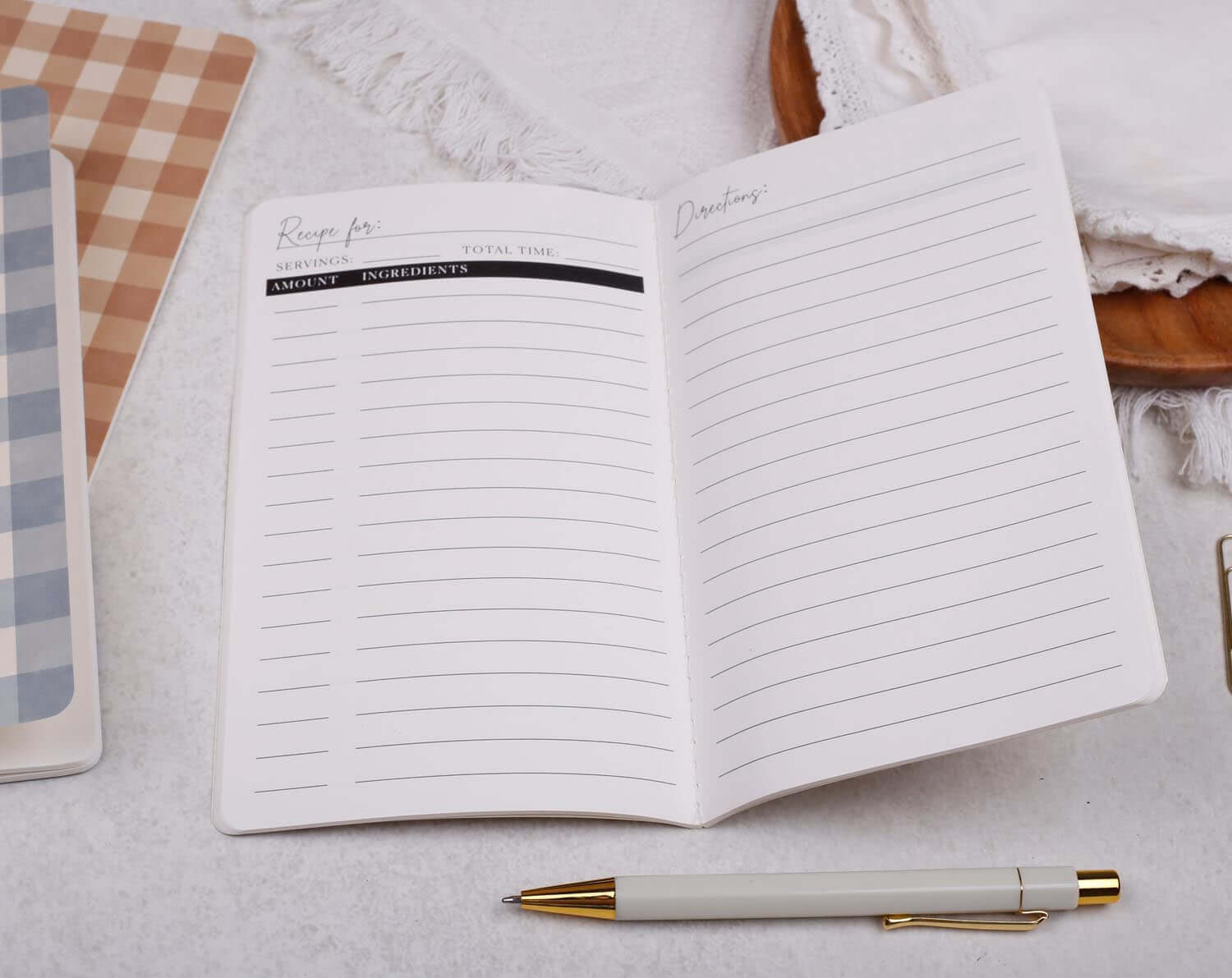 Meal Planner, Recipe Ideas & Market List Gingham Notebook Set. Stationery designed by Making Meadows