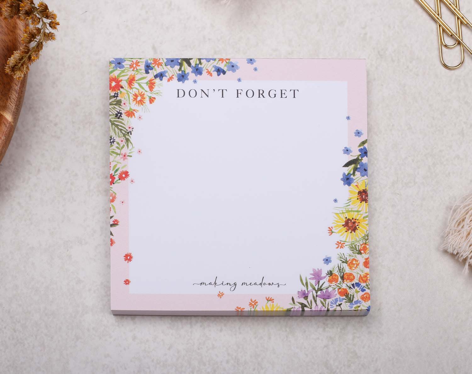 Pink Floral Memo Pad Block