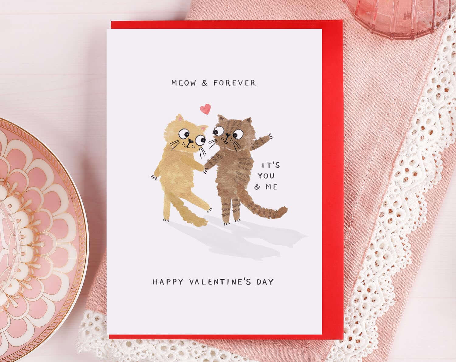 Meow & Forever, Cat Valentine Card. Greeting & Note Cards designed by Making Meadows