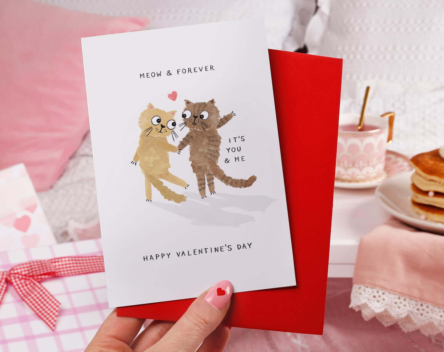Meow & Forever, Cat Valentine Card. Greeting & Note Cards designed by Making Meadows