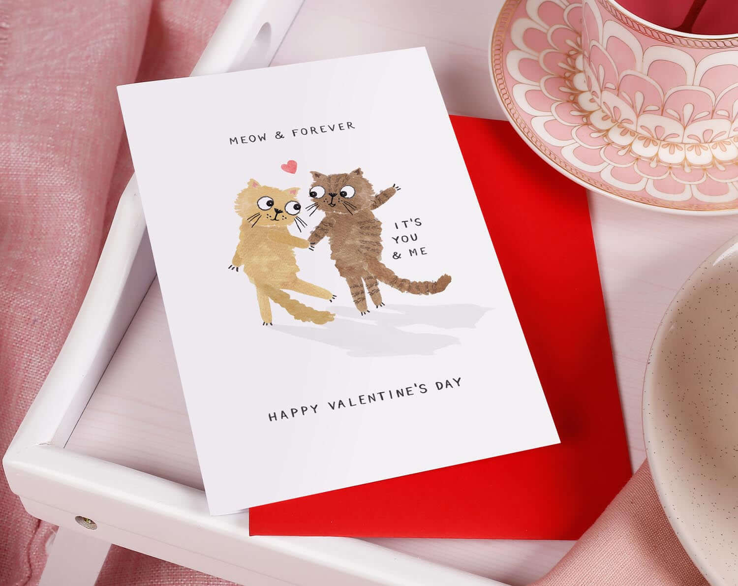 Meow & Forever, Cat Valentine Card. Greeting & Note Cards designed by Making Meadows