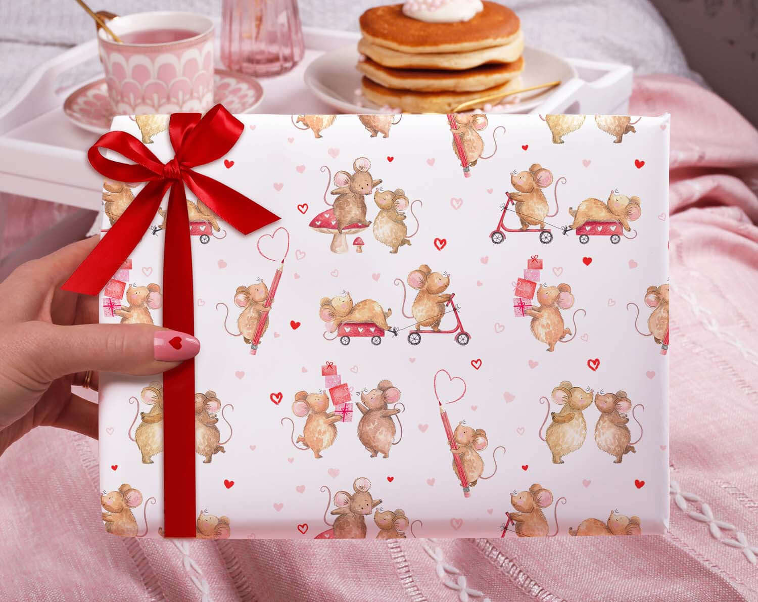 Mice Anniversary Wrapping Paper. Wrapping Paper designed by Making Meadows