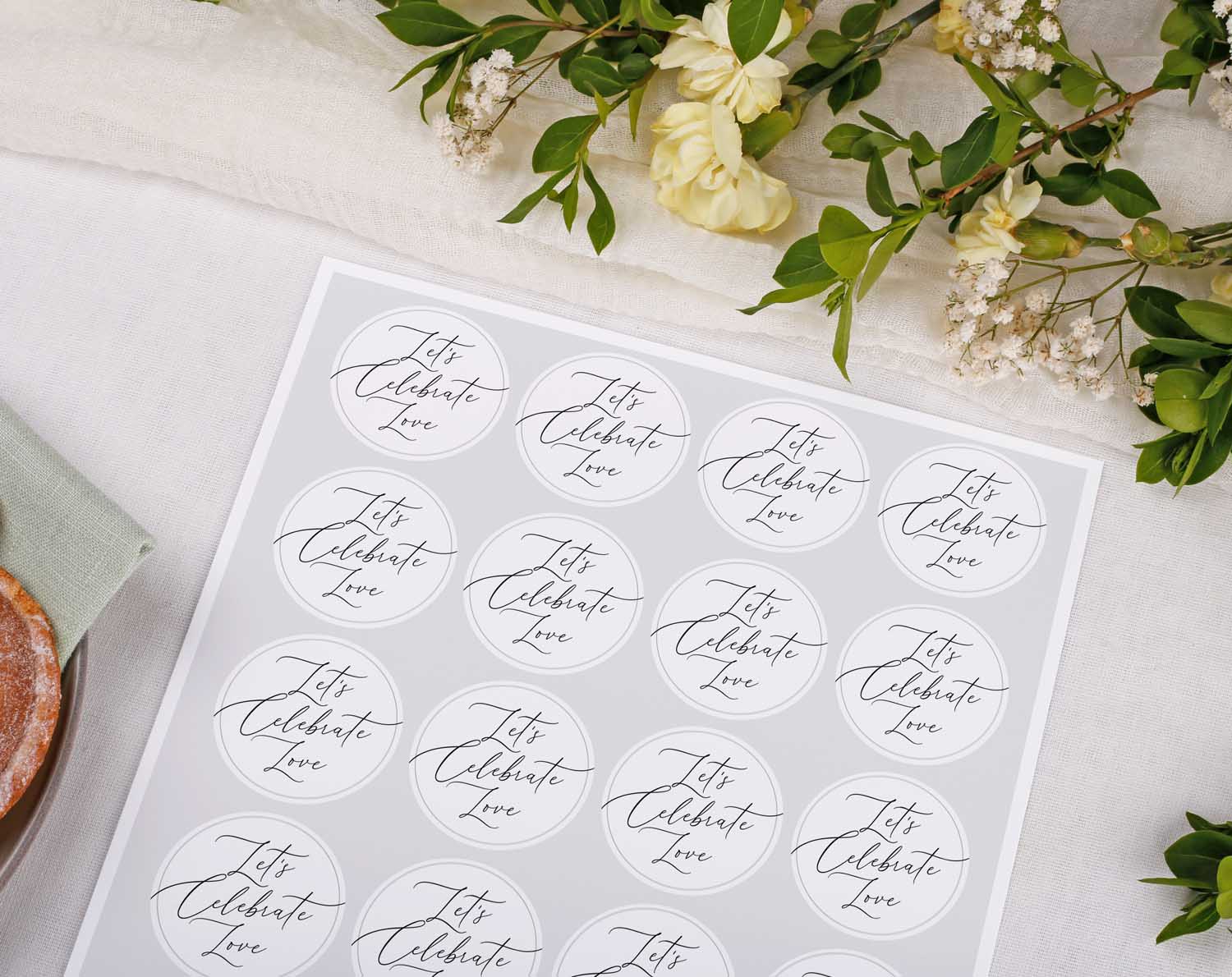 Minimalist Wedding Stickers featuring elegant calligraphy on a crisp white background for envelope seals.