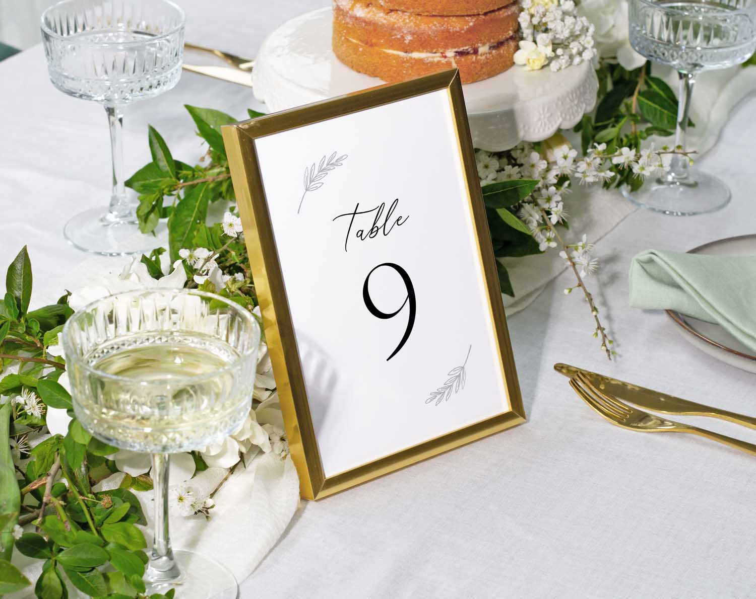 Minimalist Wedding Table Numbers displayed on a stylish table at a wedding reception with elegant decor.