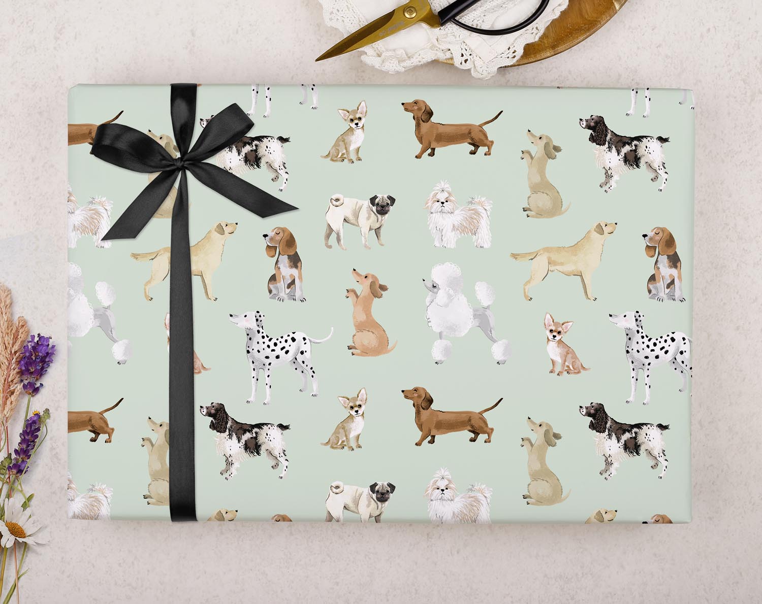 Mint Dog Wrapping Paper