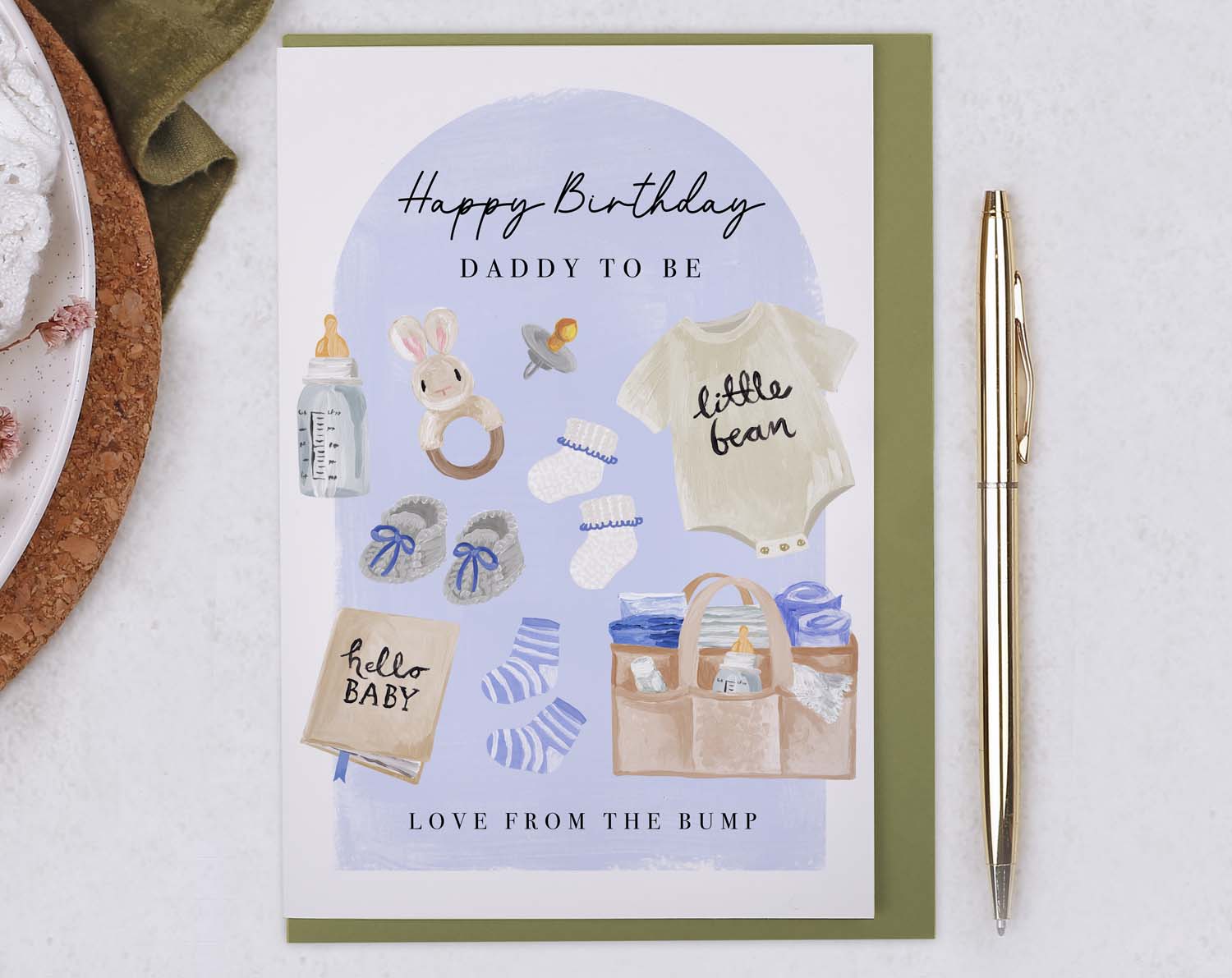 Blue Baby Bump Birthday Card For Daddy