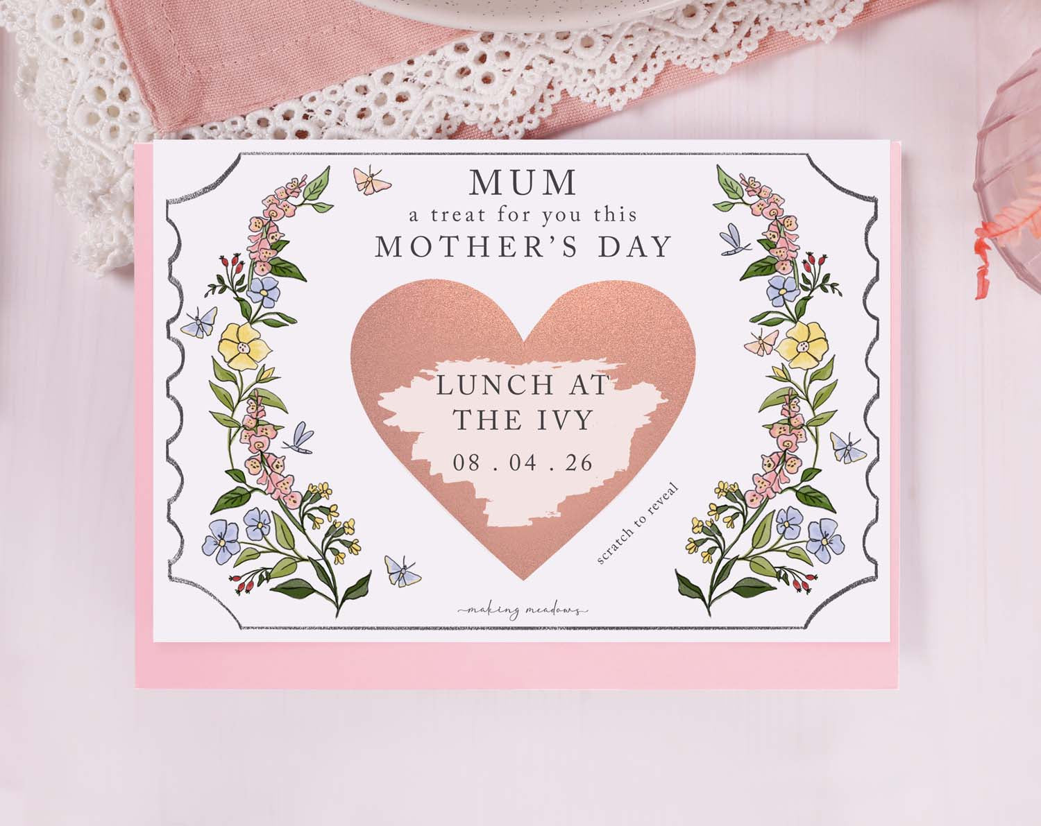 Floral Mum Gift Reveal Scratch Card