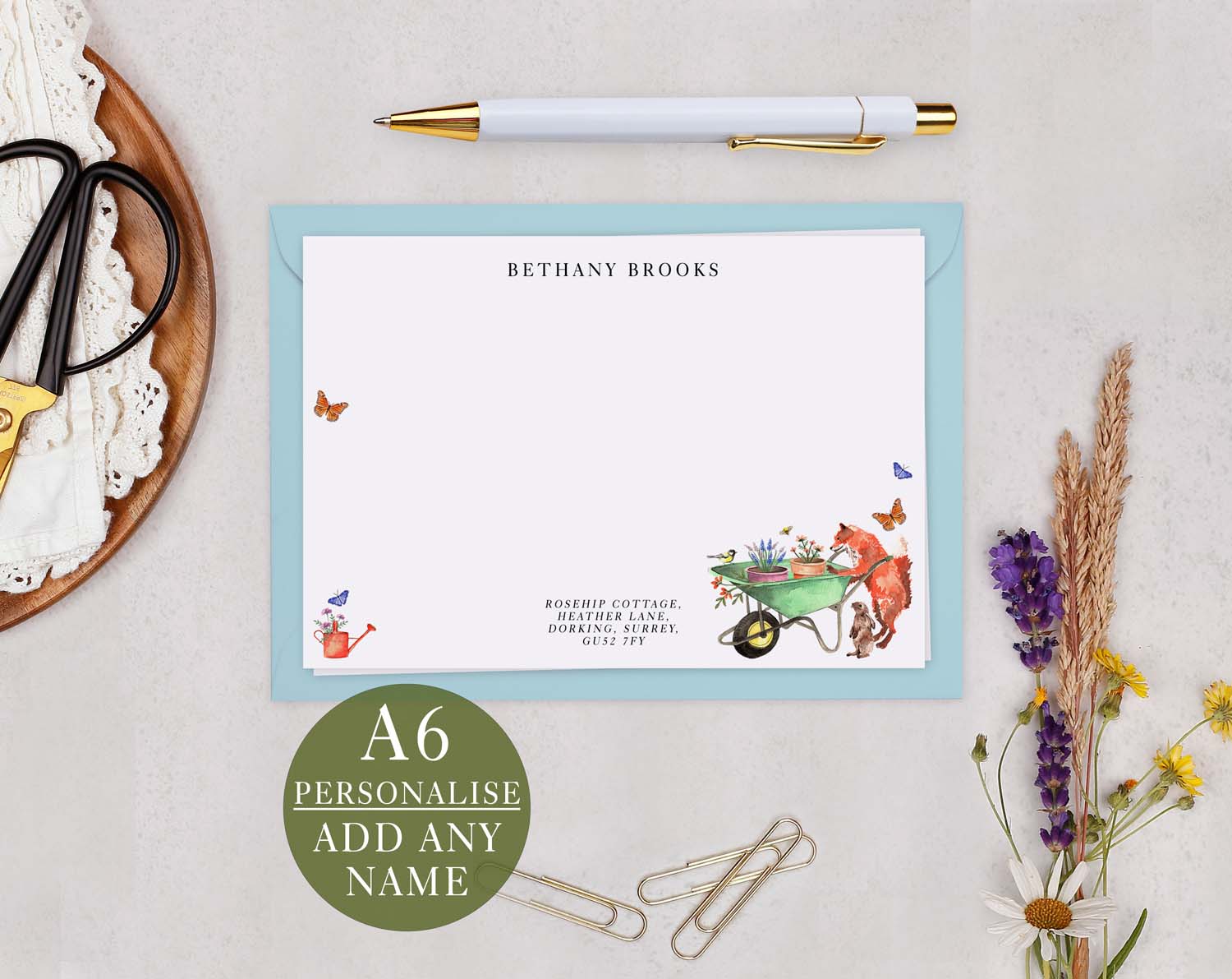 Fox Personalised Notecard