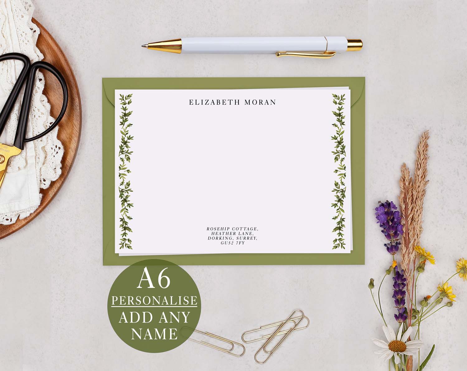 Botanical Personalised Notecard