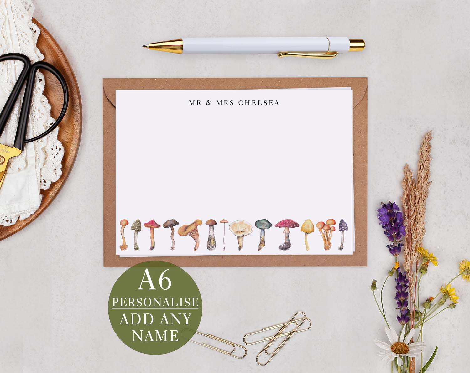 Mushroom Personalised Notecard