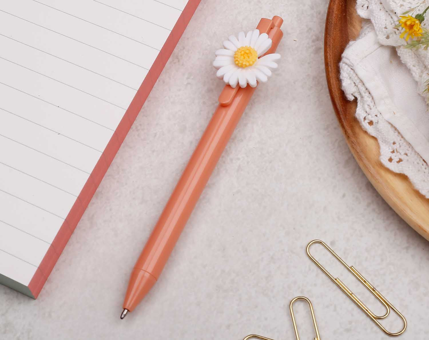 Peach Daisy Ballpoint Pen. Pens designed by Making Meadows