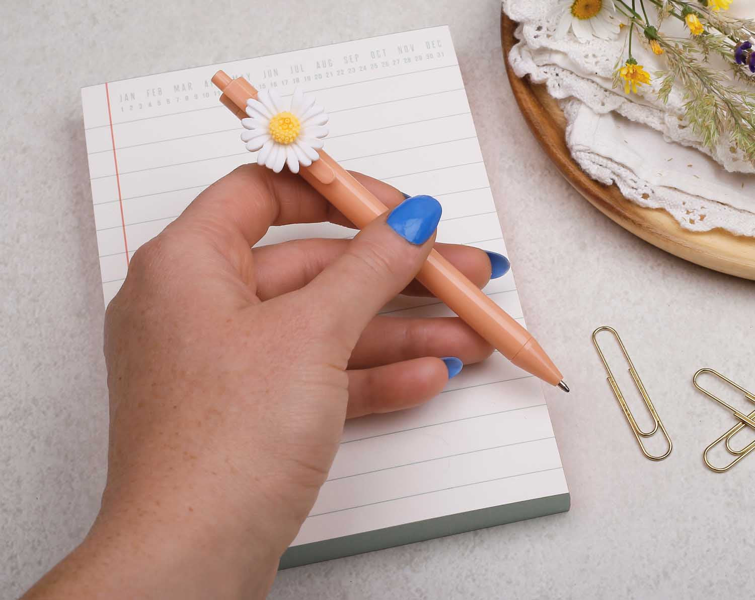 Peach Daisy Ballpoint Pen. Pens designed by Making Meadows