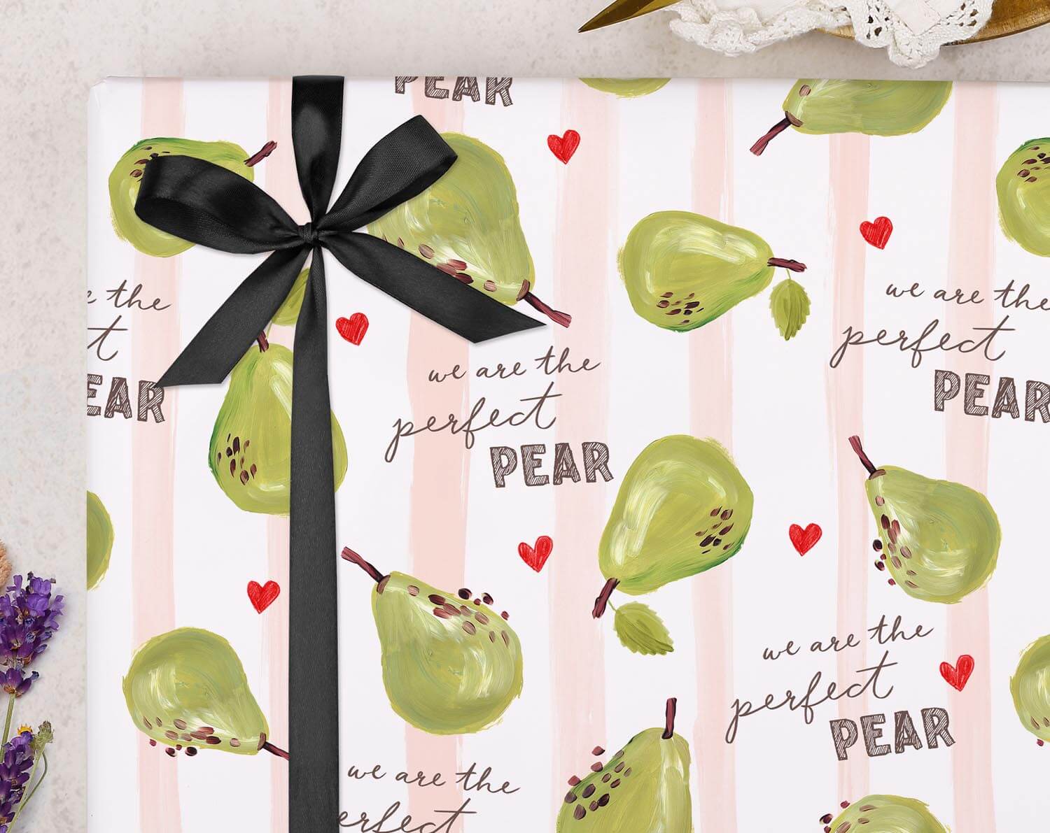 Perfect Pear Wrapping Paper. Wrapping Paper designed by Making Meadows