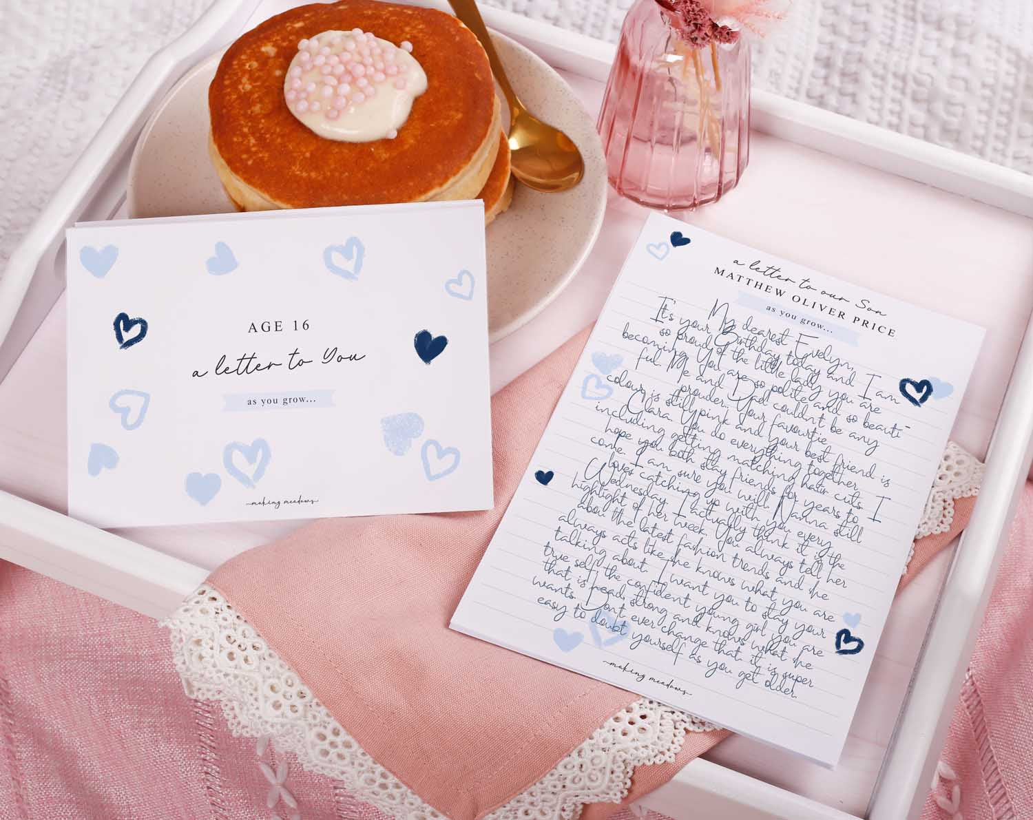Personalised Blue Heart Letter To Our Son showcasing heartfelt sentiments in a keepsake.