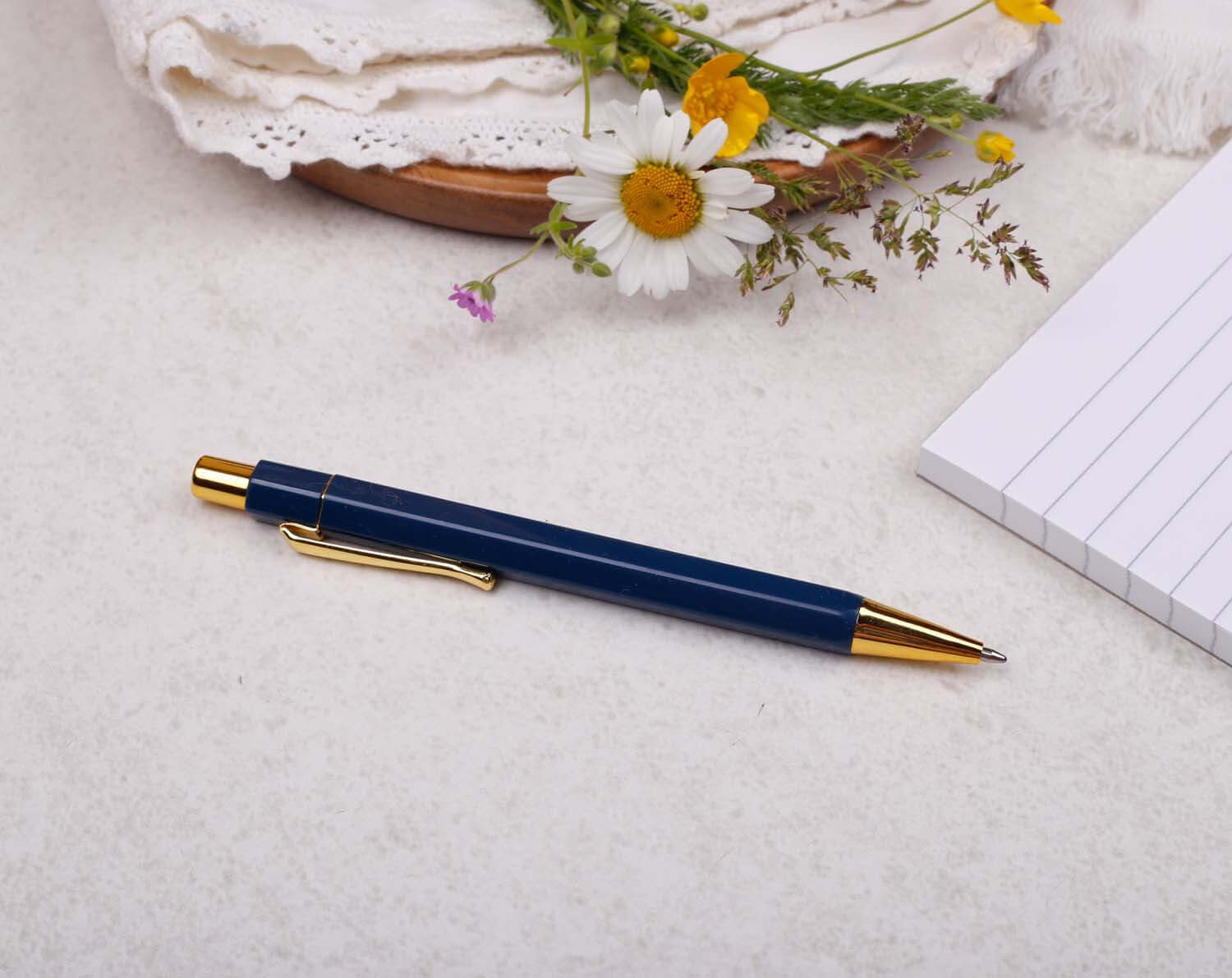 premium dark blue navy and gold ballpoint pen