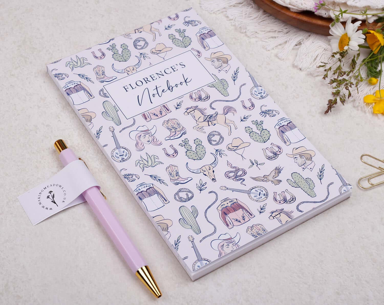 Personalised Cowgirl Rodeo Stationery Box. Notebooks & Notepads designed by Making Meadows