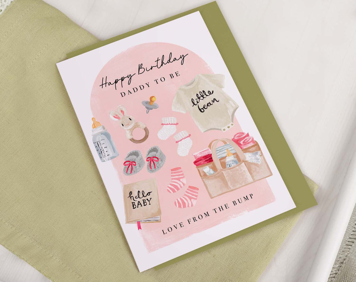 Pink Baby Bump Birthday Card For Daddy | Making Meadows