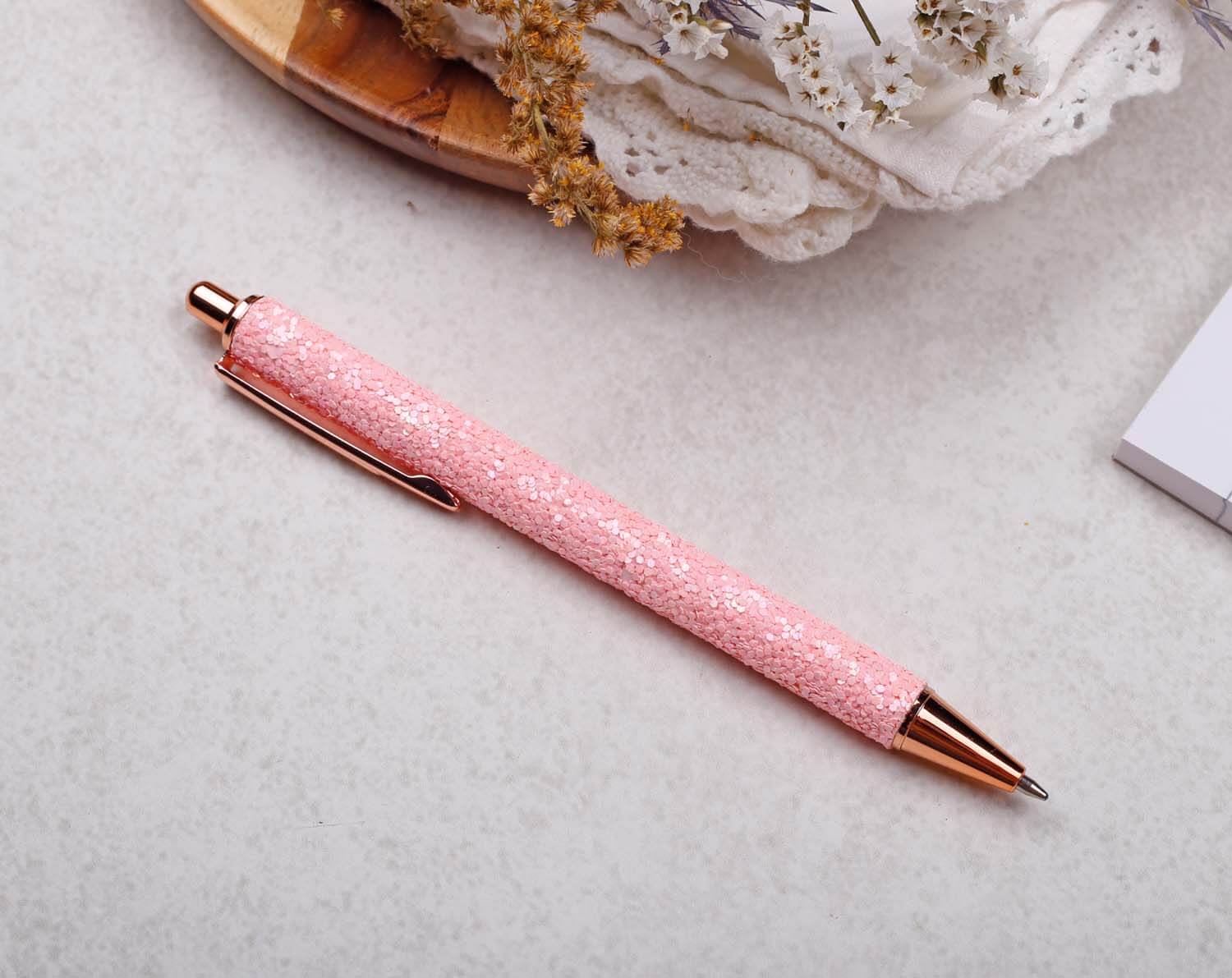 Pink Glitter Ballpoint Pen. Pens designed by Making Meadows