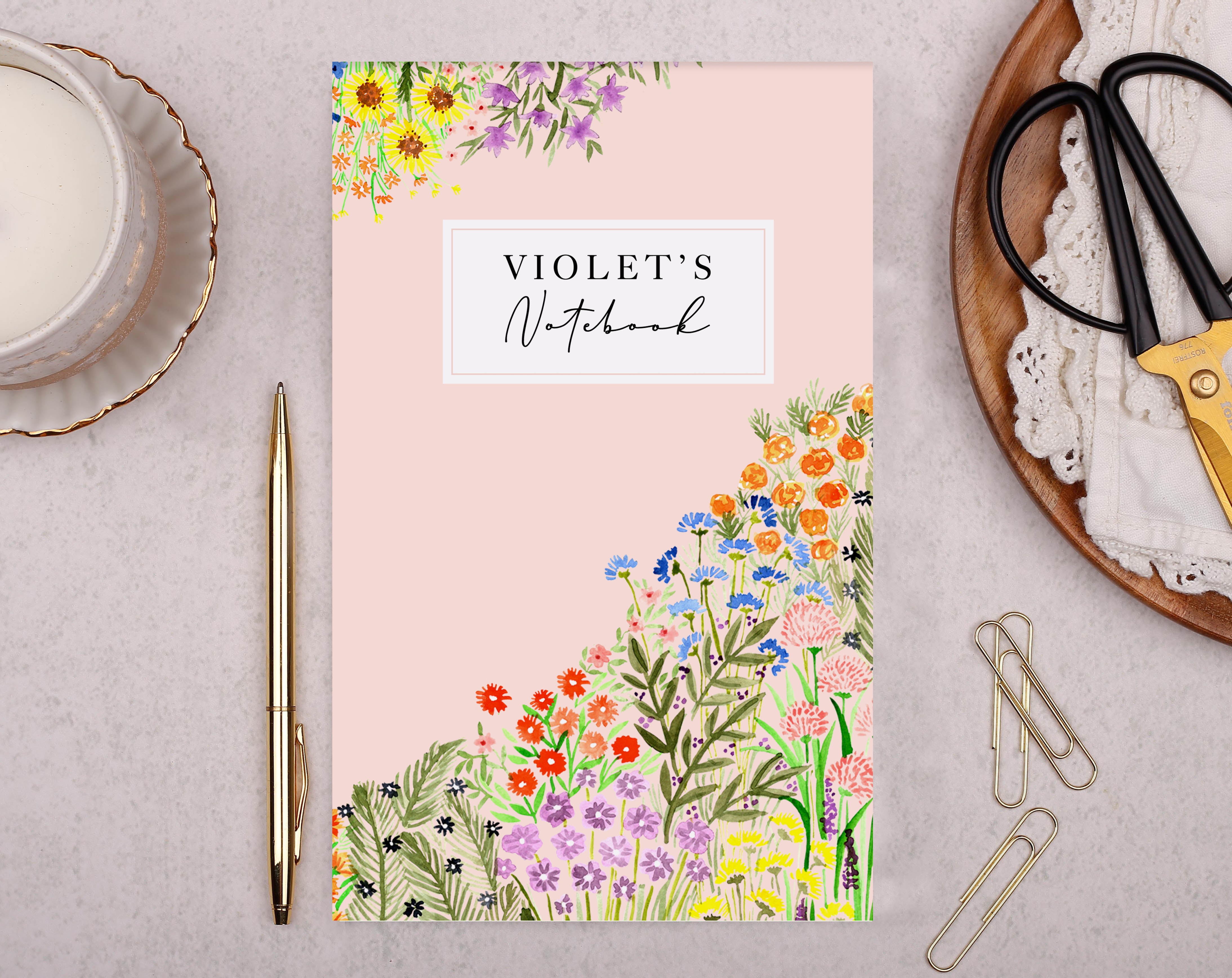 Personalised Pink Floral Notebook