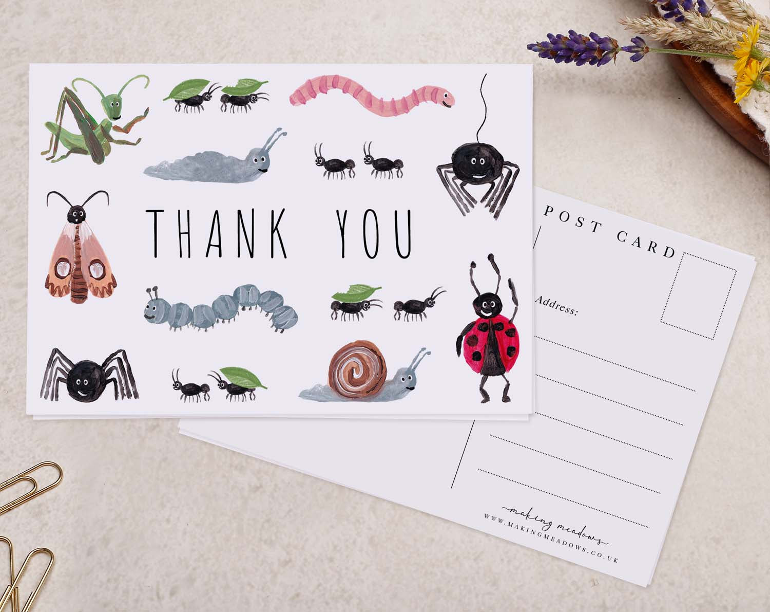 Children's Insect Thank You Postcard