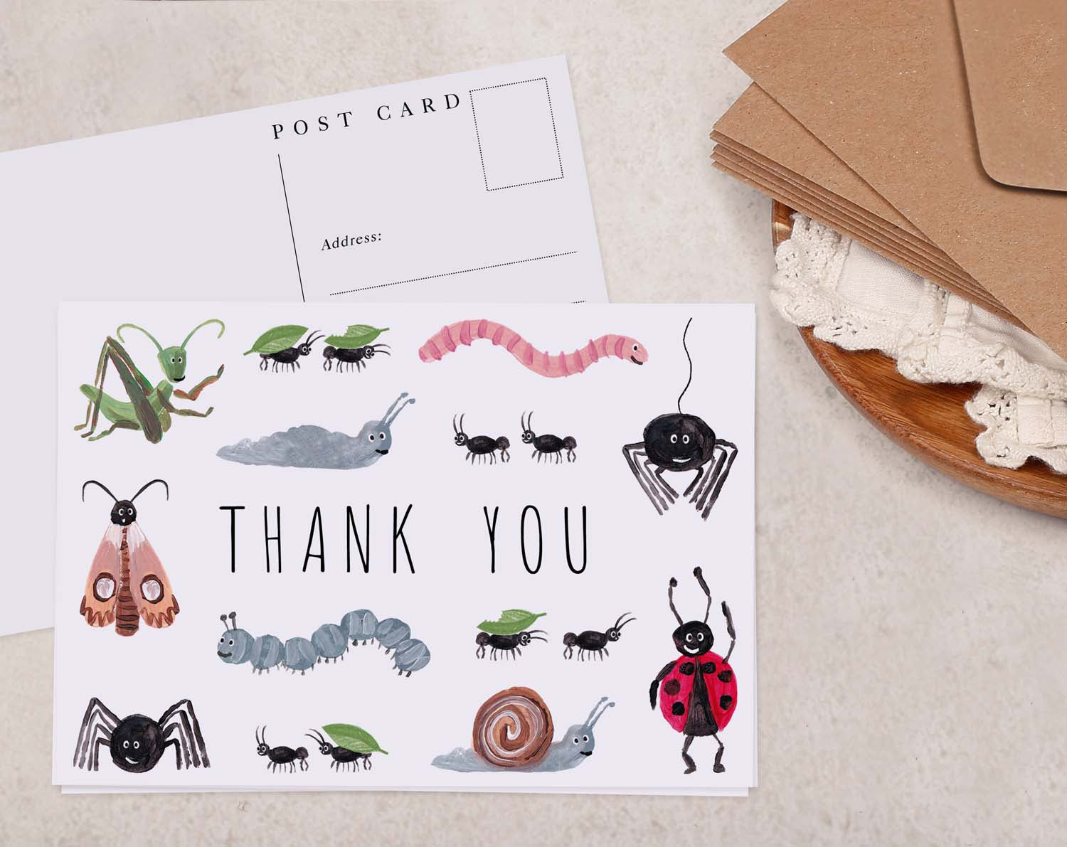 Children's Insect Thank You Postcard