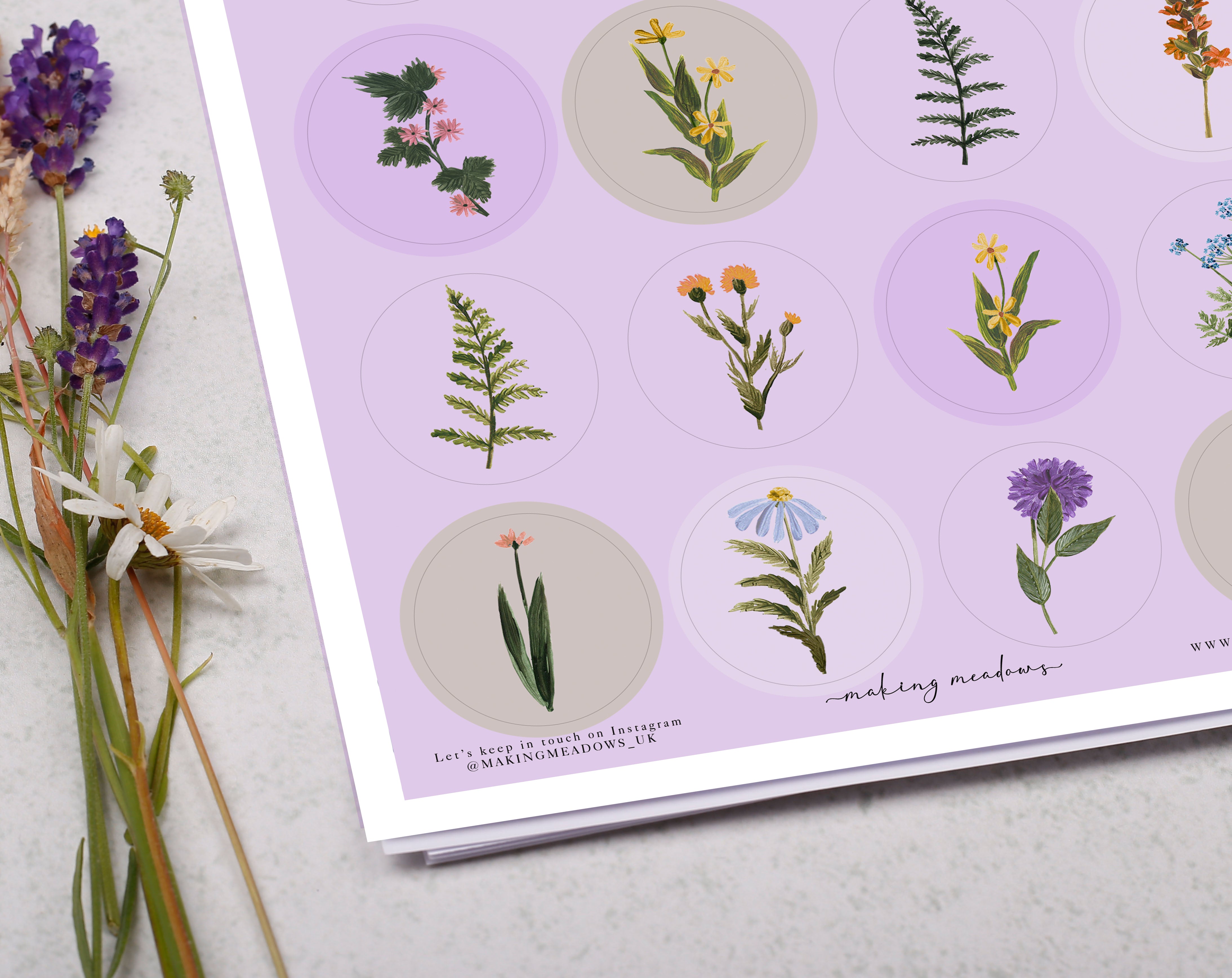 Purple Floral Sticker Sheet