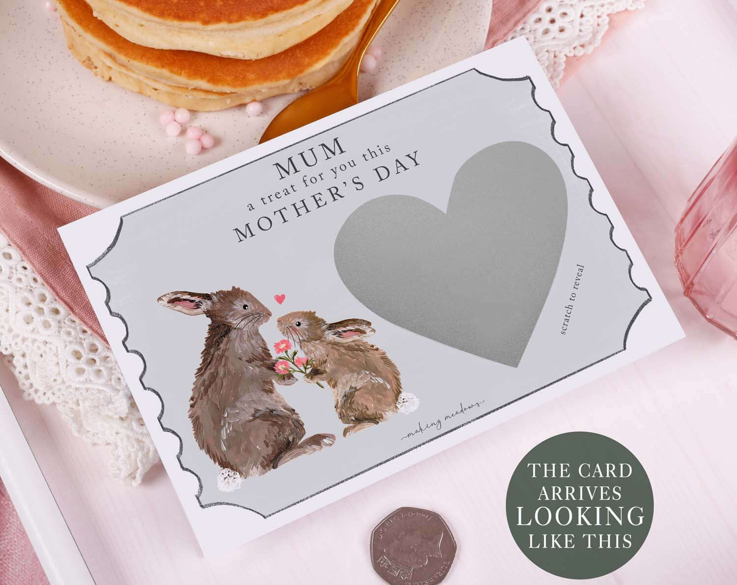 Rabbit Mum Gift Reveal Scratch Card. Greeting Cards designed by Making Meadows