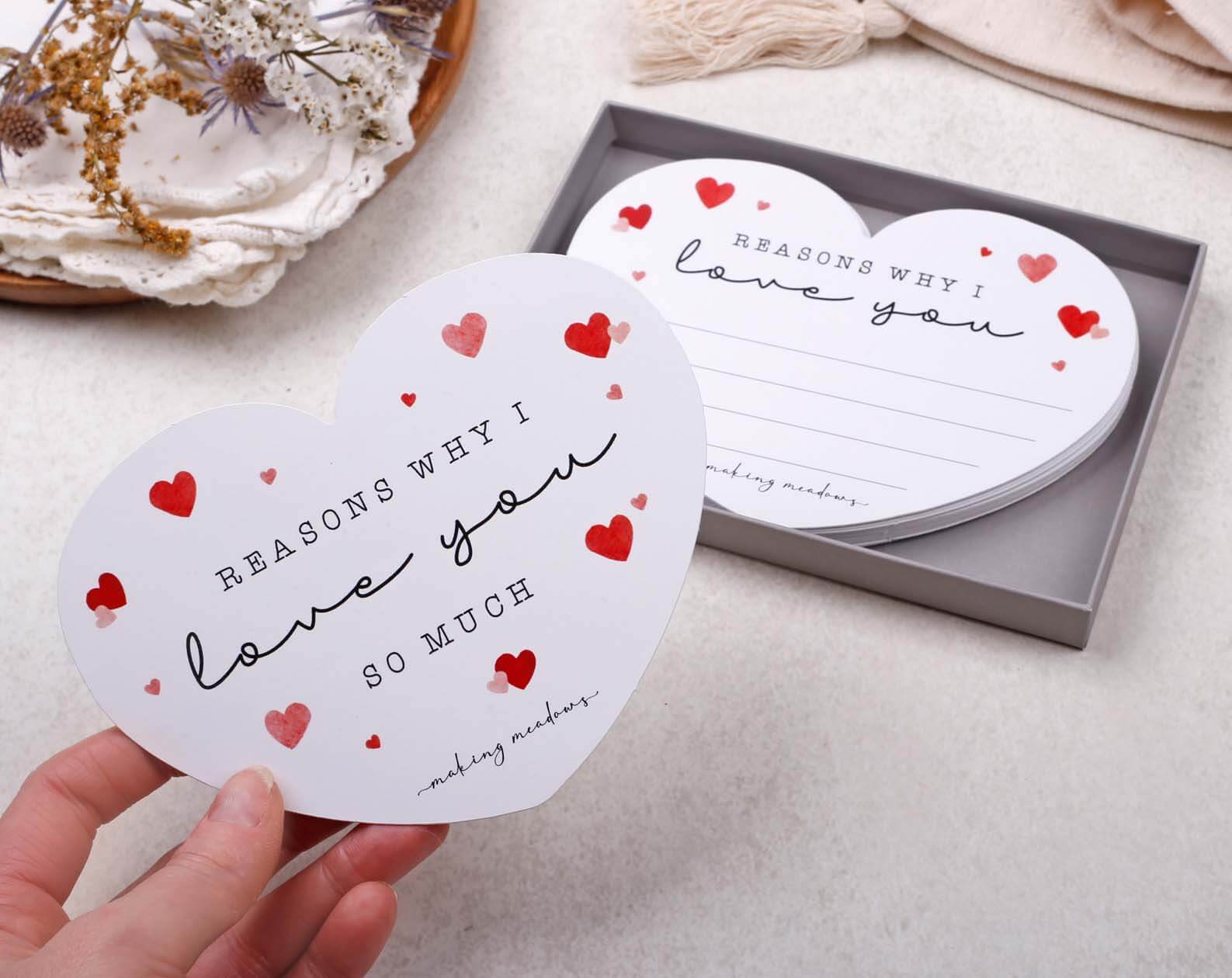 Reason's Why I Love You Heart Cards. Stationery designed by Making Meadows