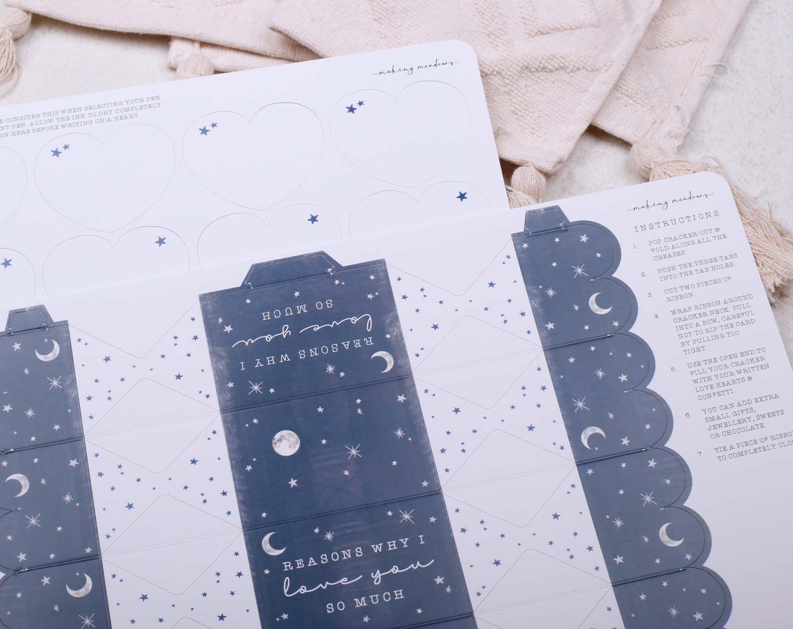 Reasons Why I Love You Surprise Navy Cracker. Stationery designed by Making Meadows