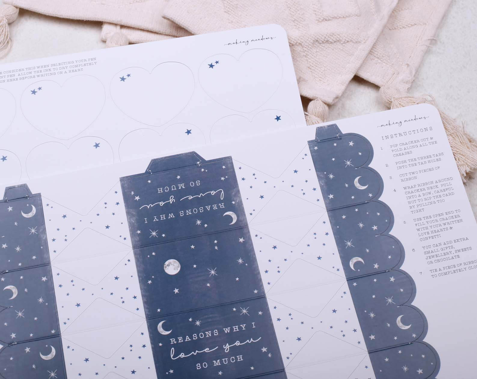 Reasons Why I Love You Surprise Navy Cracker. Stationery designed by Making Meadows