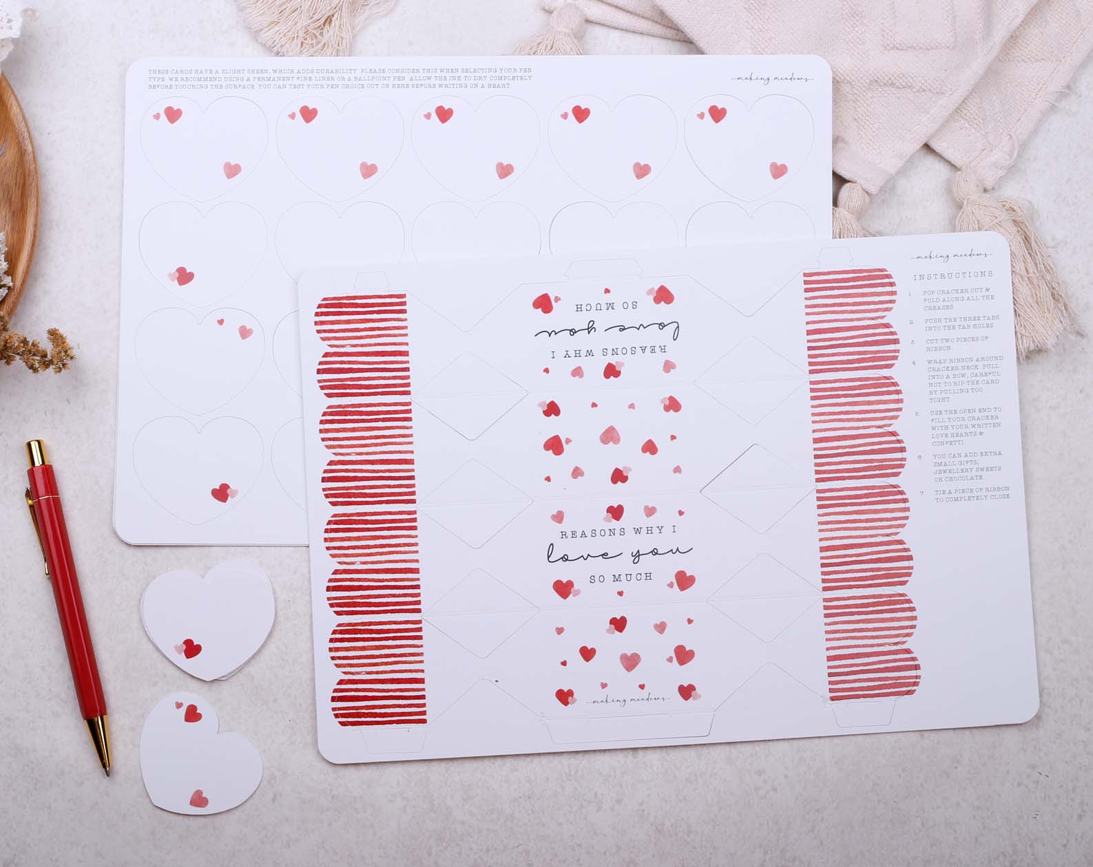 Reasons Why I Love You Surprise Red Cracker. Stationery designed by Making Meadows