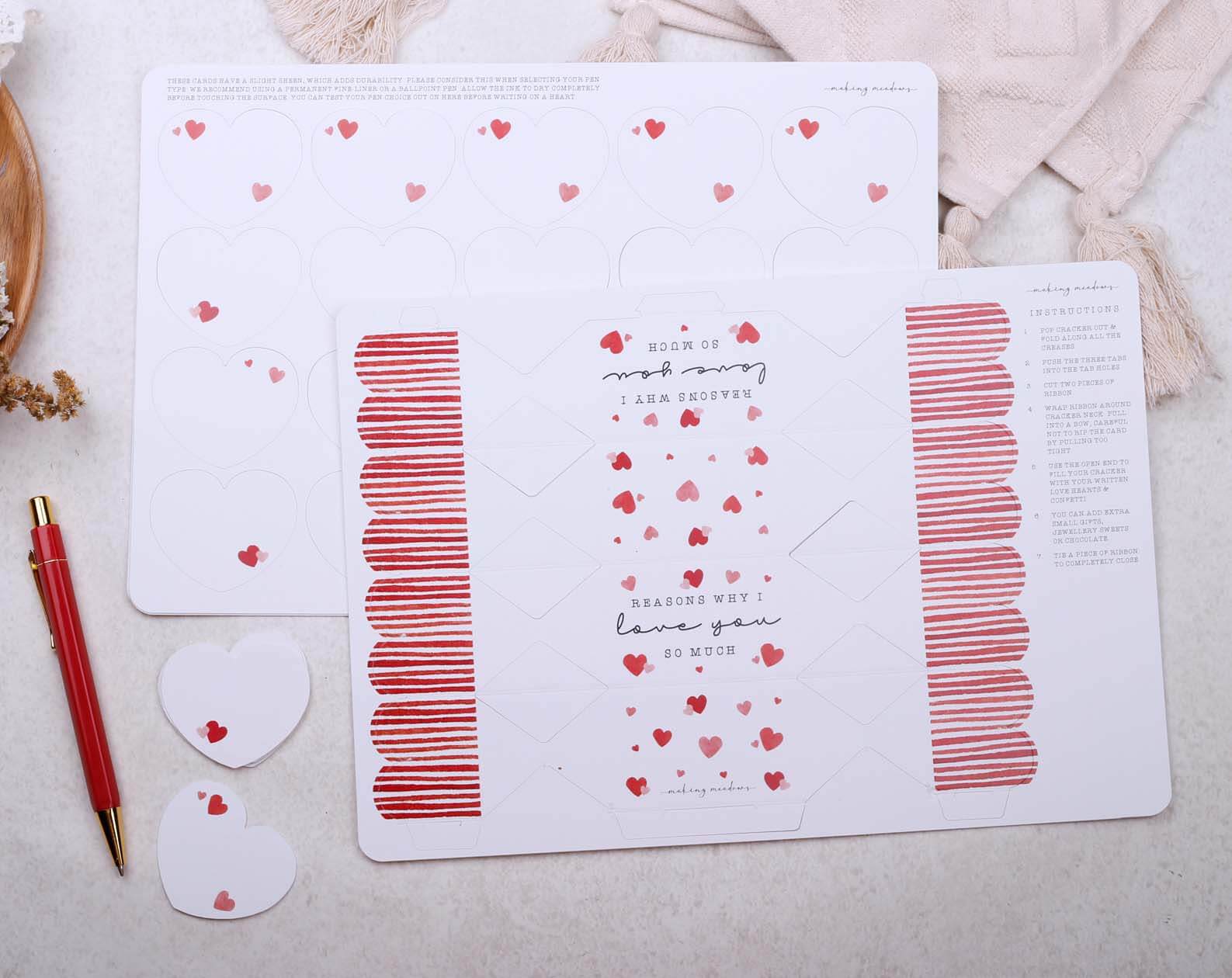 Reasons Why I Love You Surprise Red Cracker. Stationery designed by Making Meadows