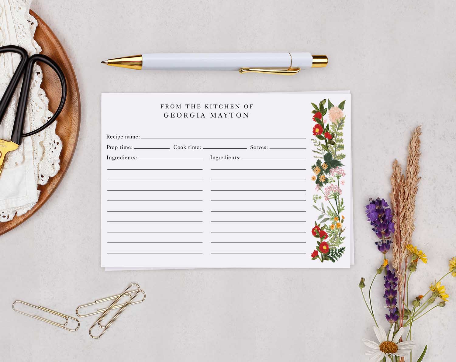 Wild Flowers Recipe Cards Gift Set