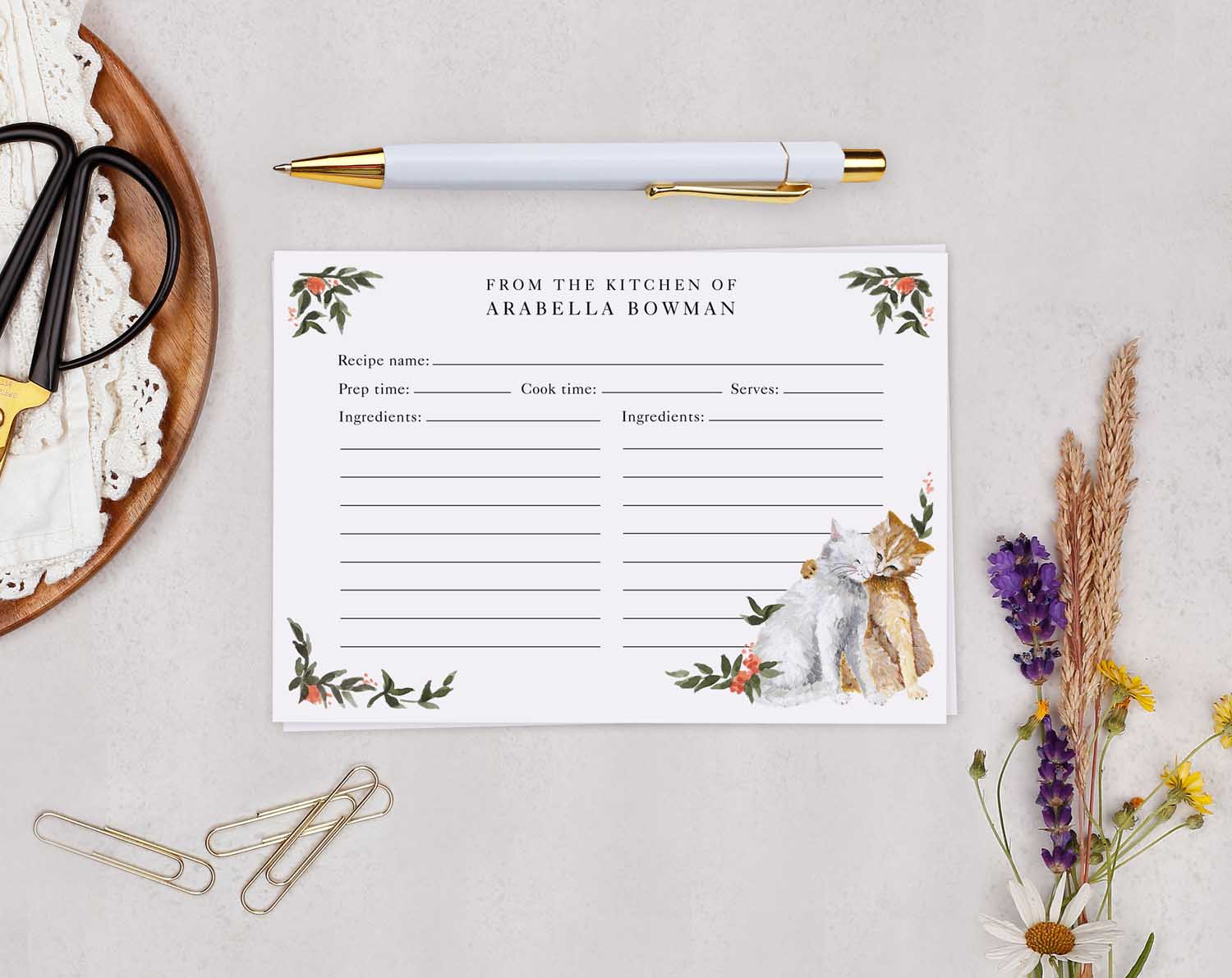 Cat Recipe Cards Gift Set