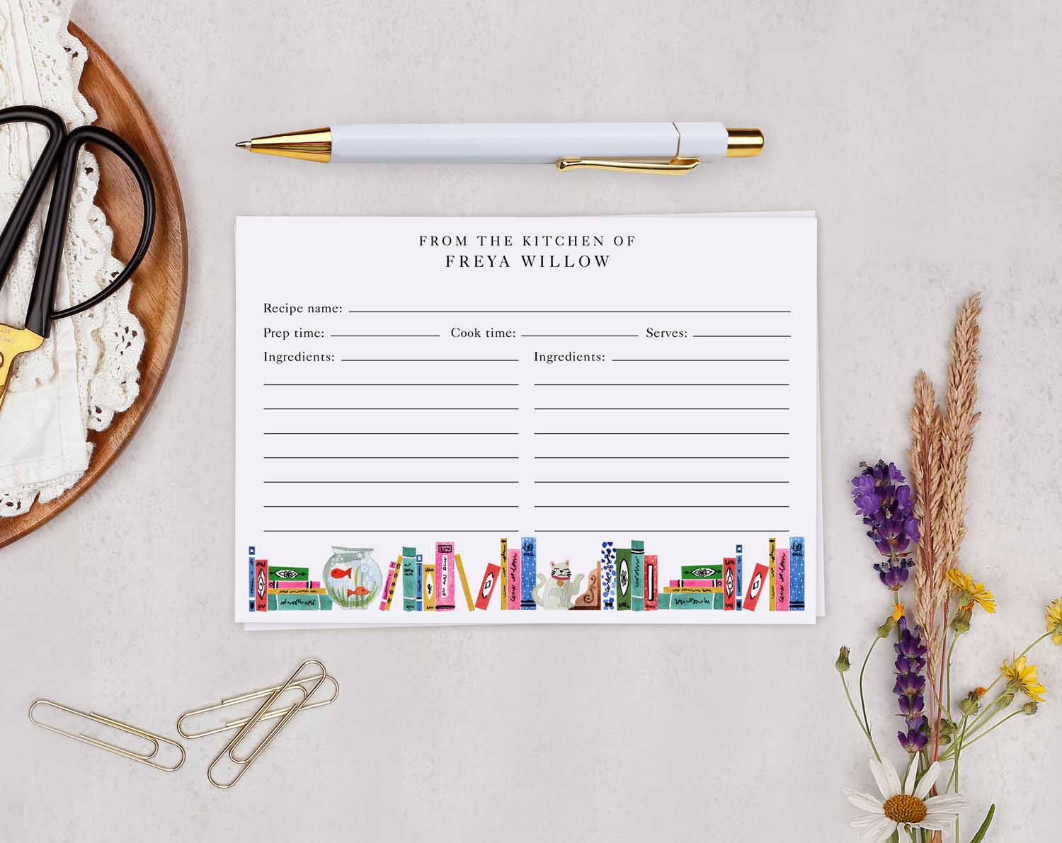 Book Shelf Recipe Cards Gift Set