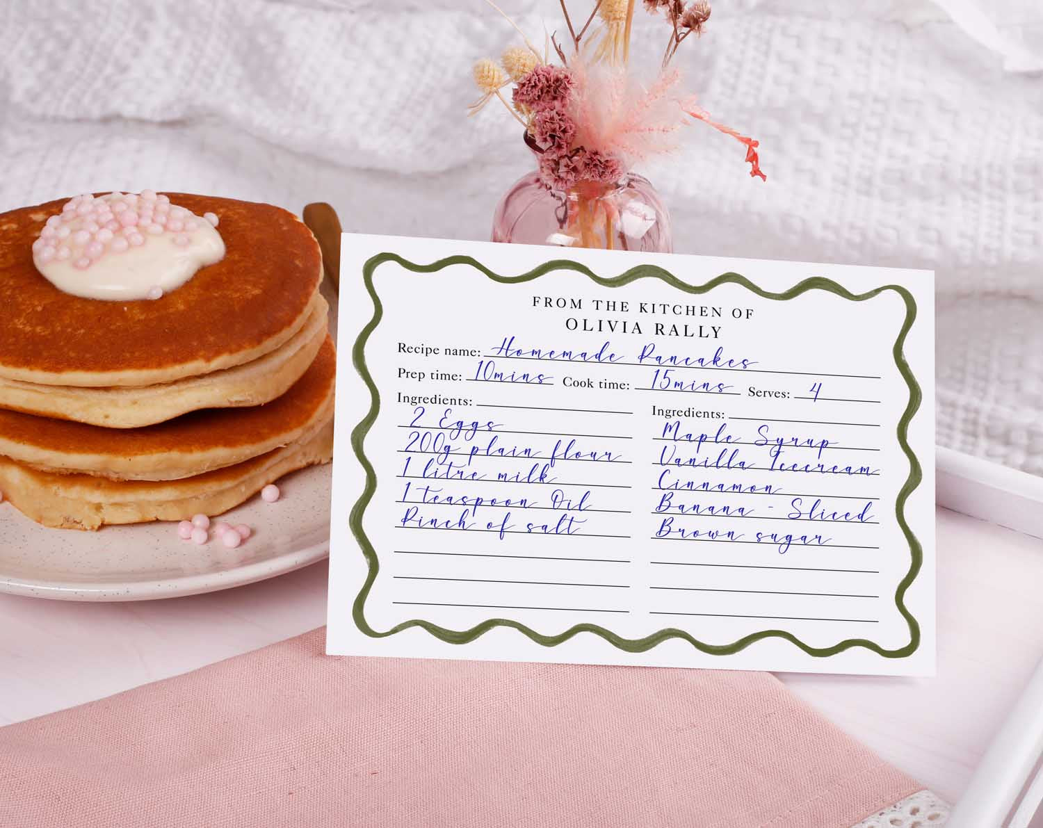 Green Wavy Recipe Cards Gift Set