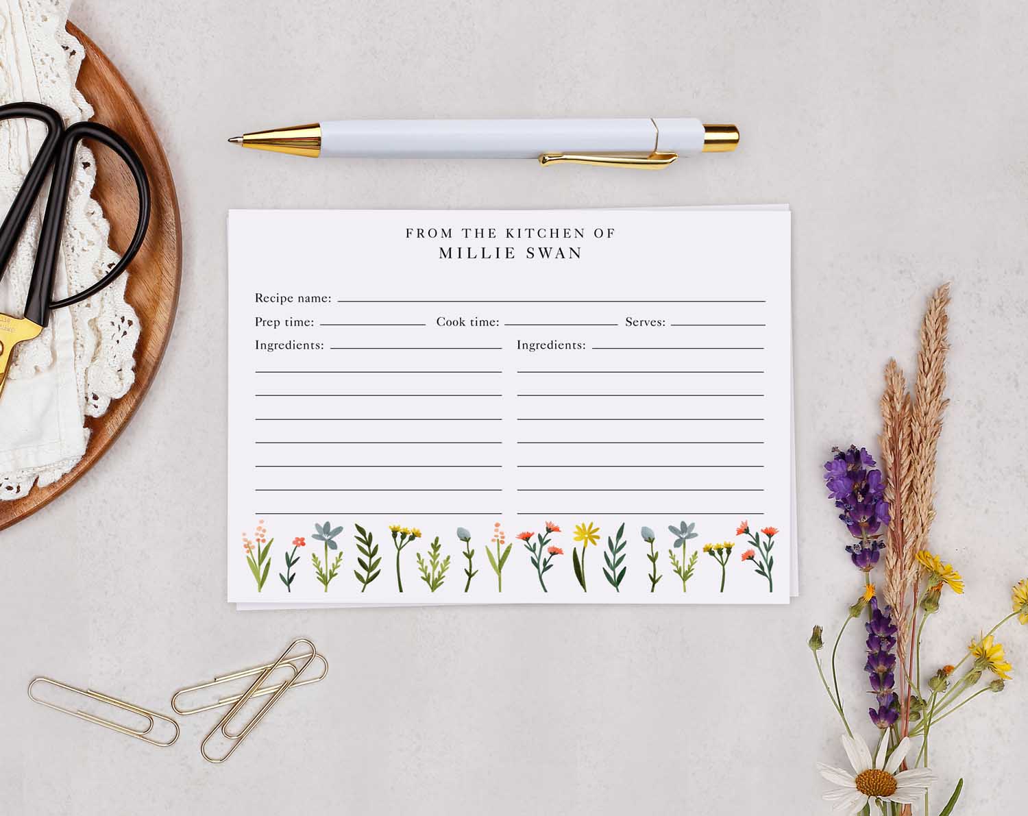 Spring Flowers Recipe Cards Gift Set