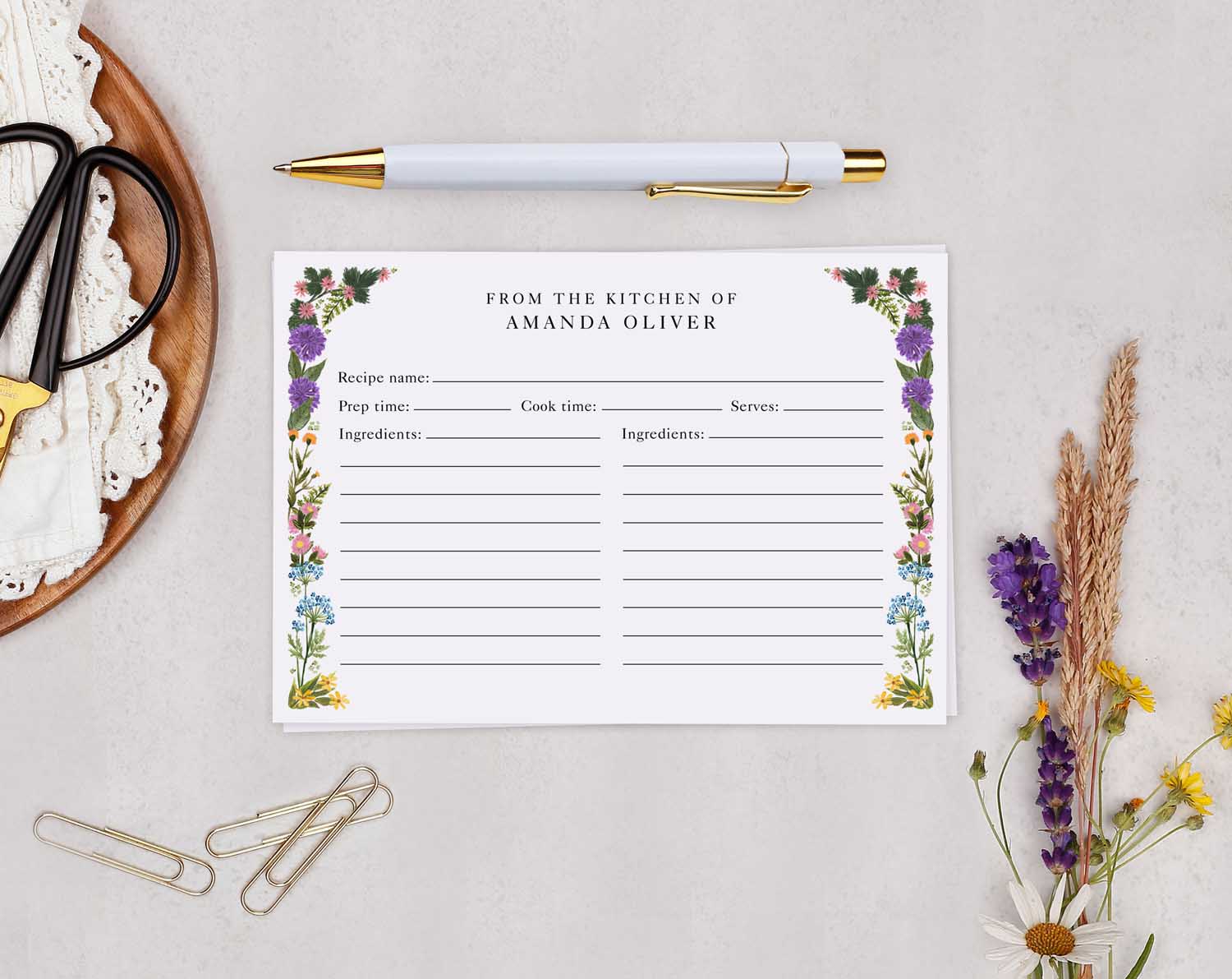 Meadow Flower Recipe Cards Gift Set