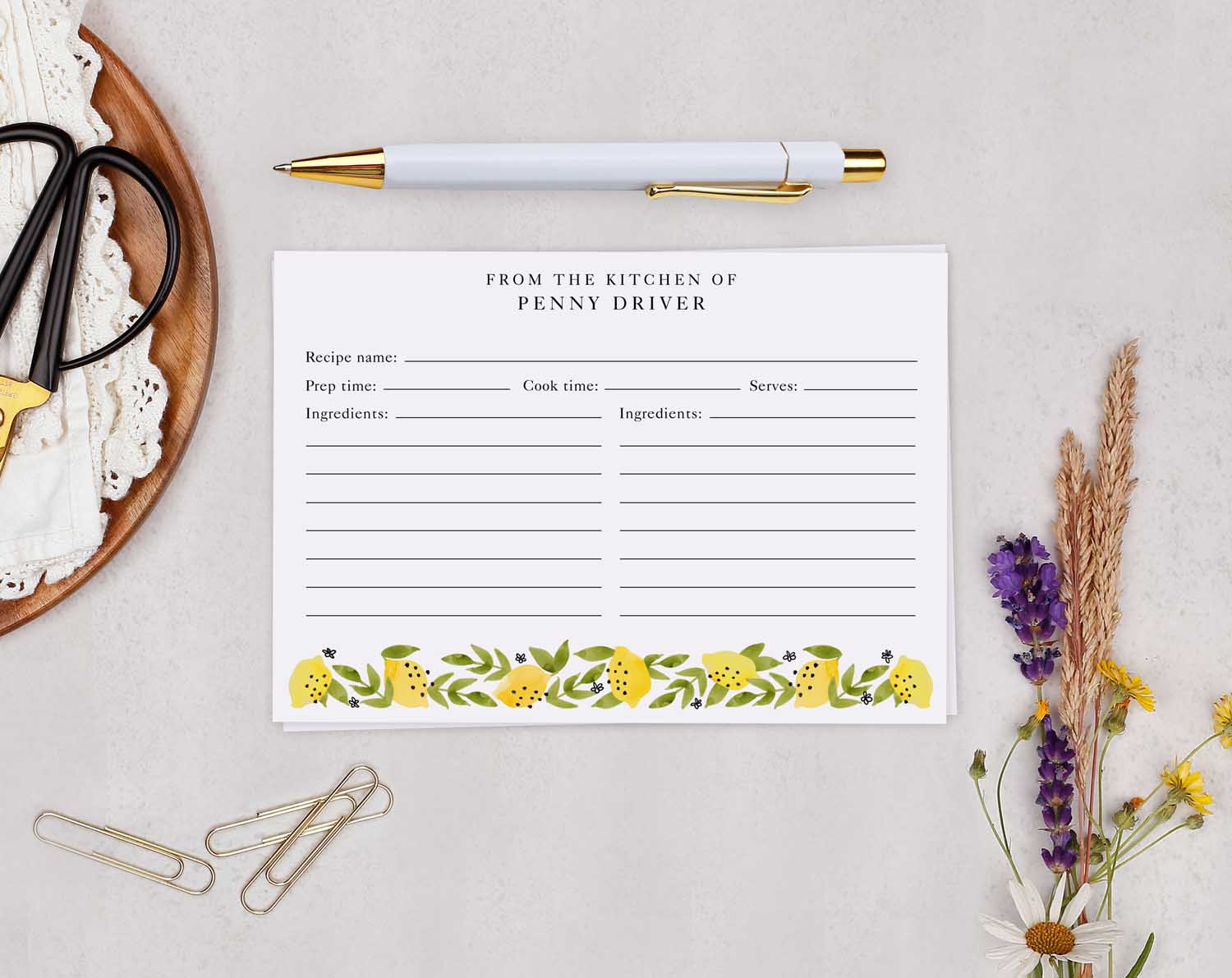 Lemon Recipe Cards Gift Set