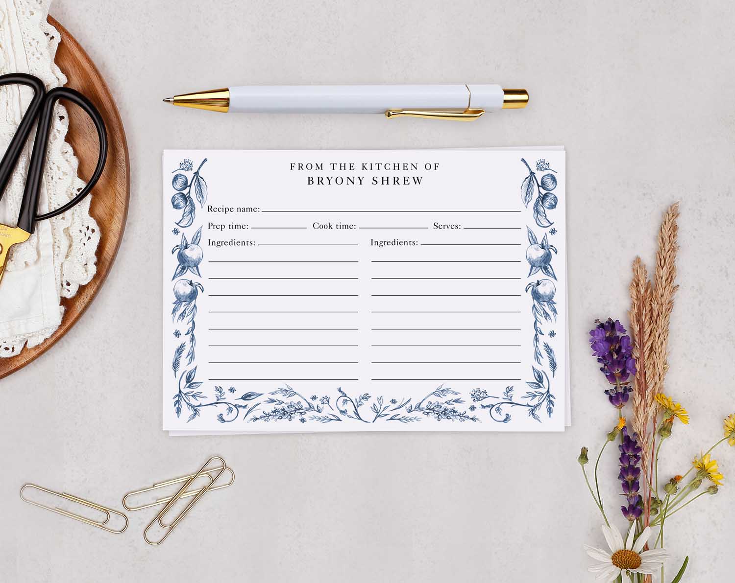 English Garden Recipe Cards Gift Set