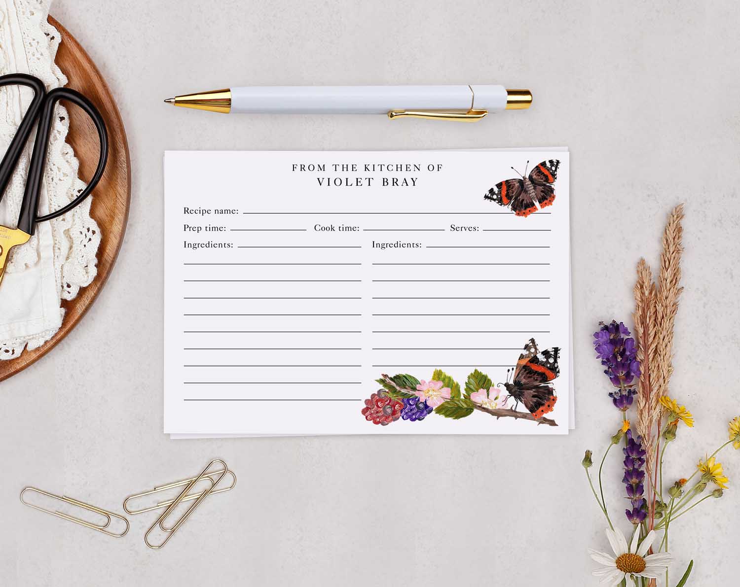 Butterfly Recipe Cards Gift Set