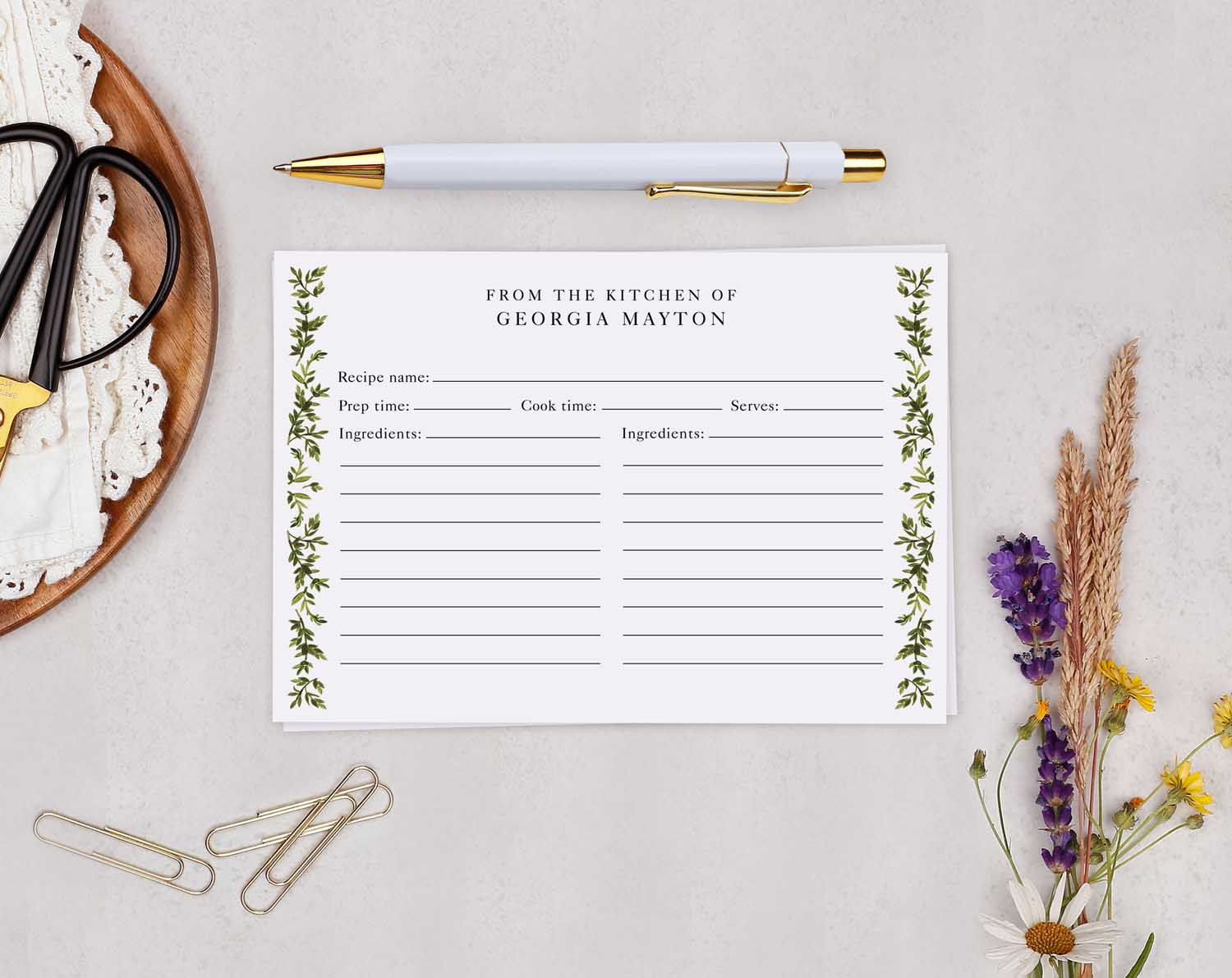 Botanical Recipe Cards Gift Set