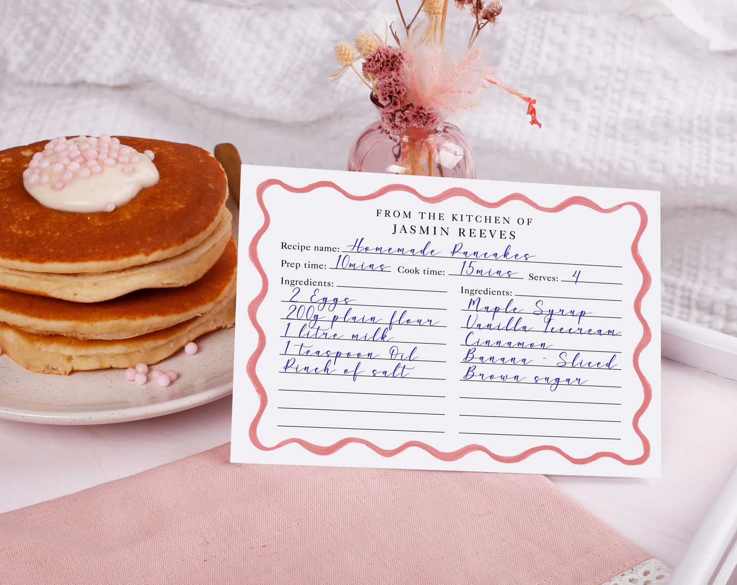 Pink Wavy Recipe Cards Gift Set